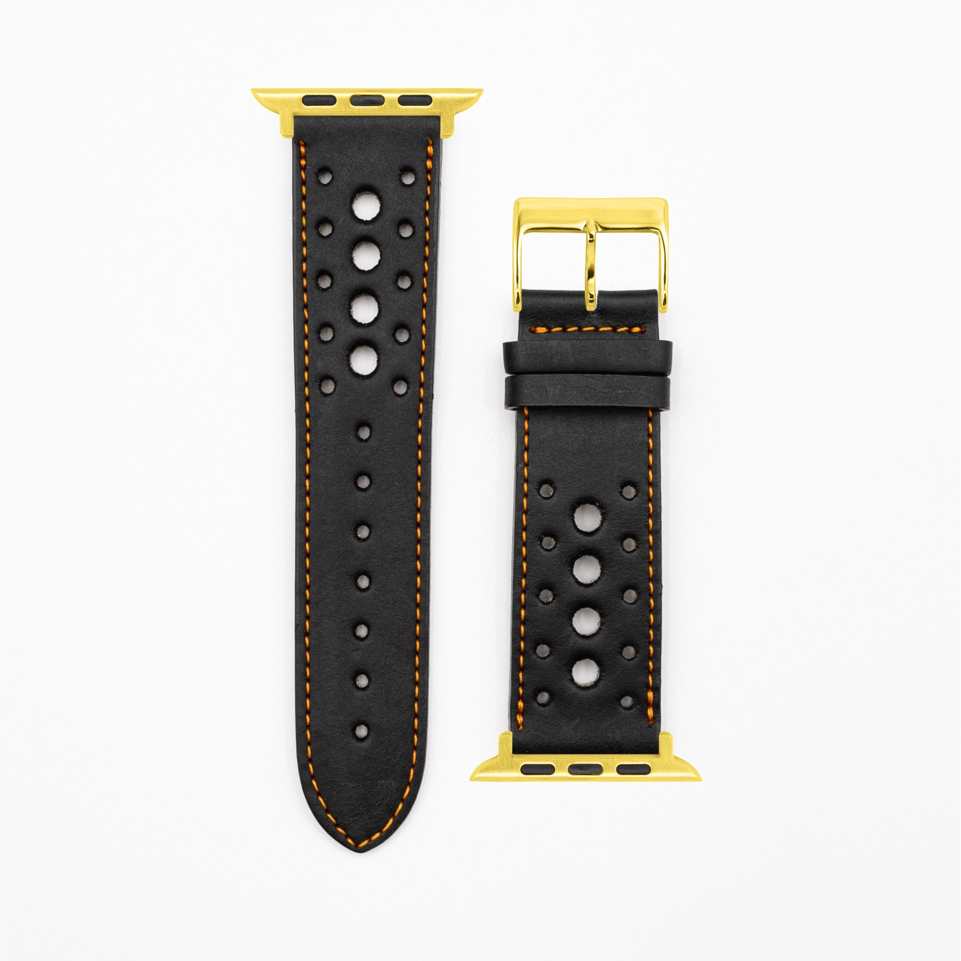 Monaco · Vintage · Schwarz/Orange-Apple Watch-40/41/42mm-Edelband-Lederarmband-Apple Watch