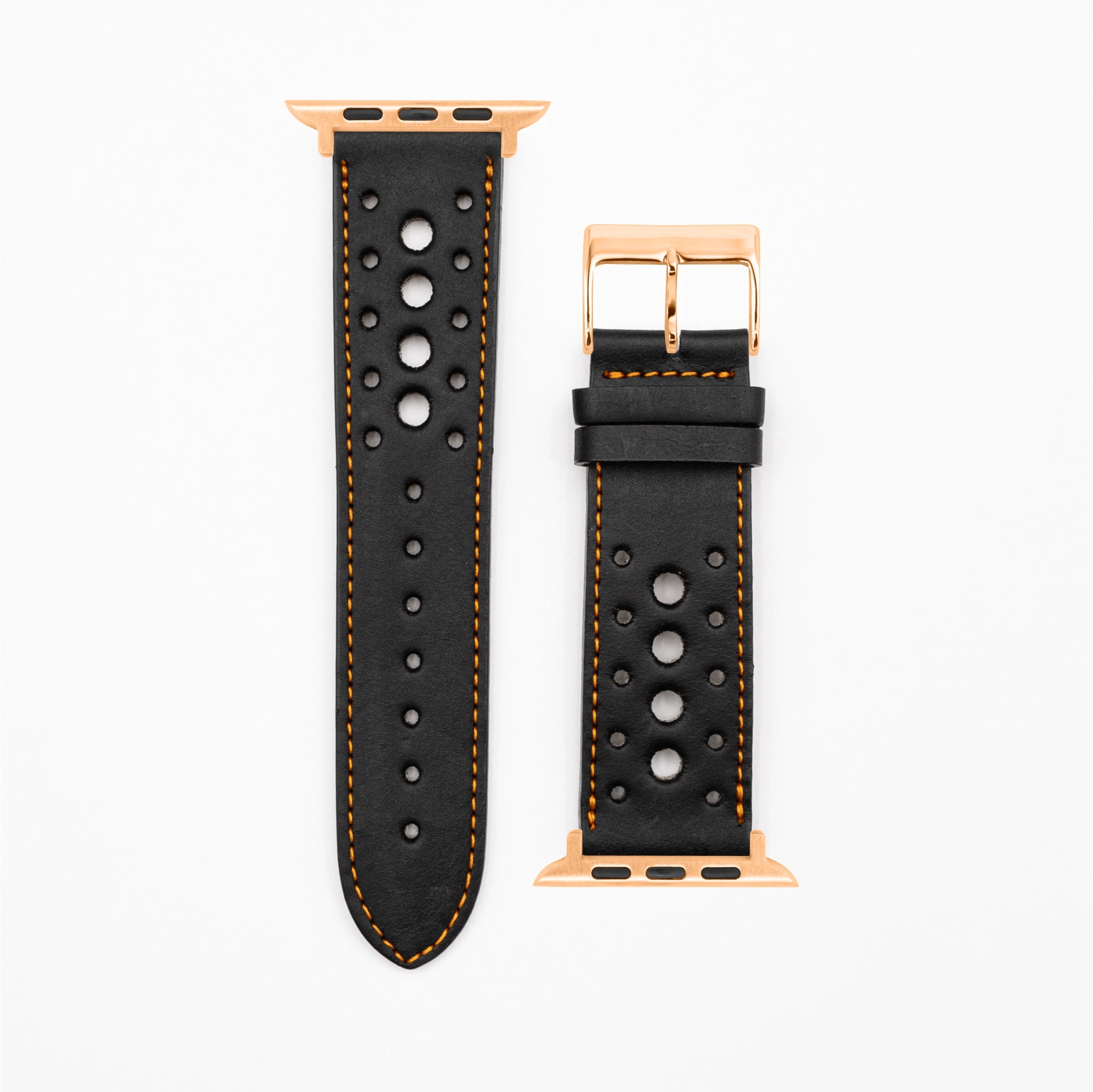 Monaco · Vintage · Schwarz/Orange-Apple Watch-40/41/42mm-Edelband-Lederarmband-Apple Watch