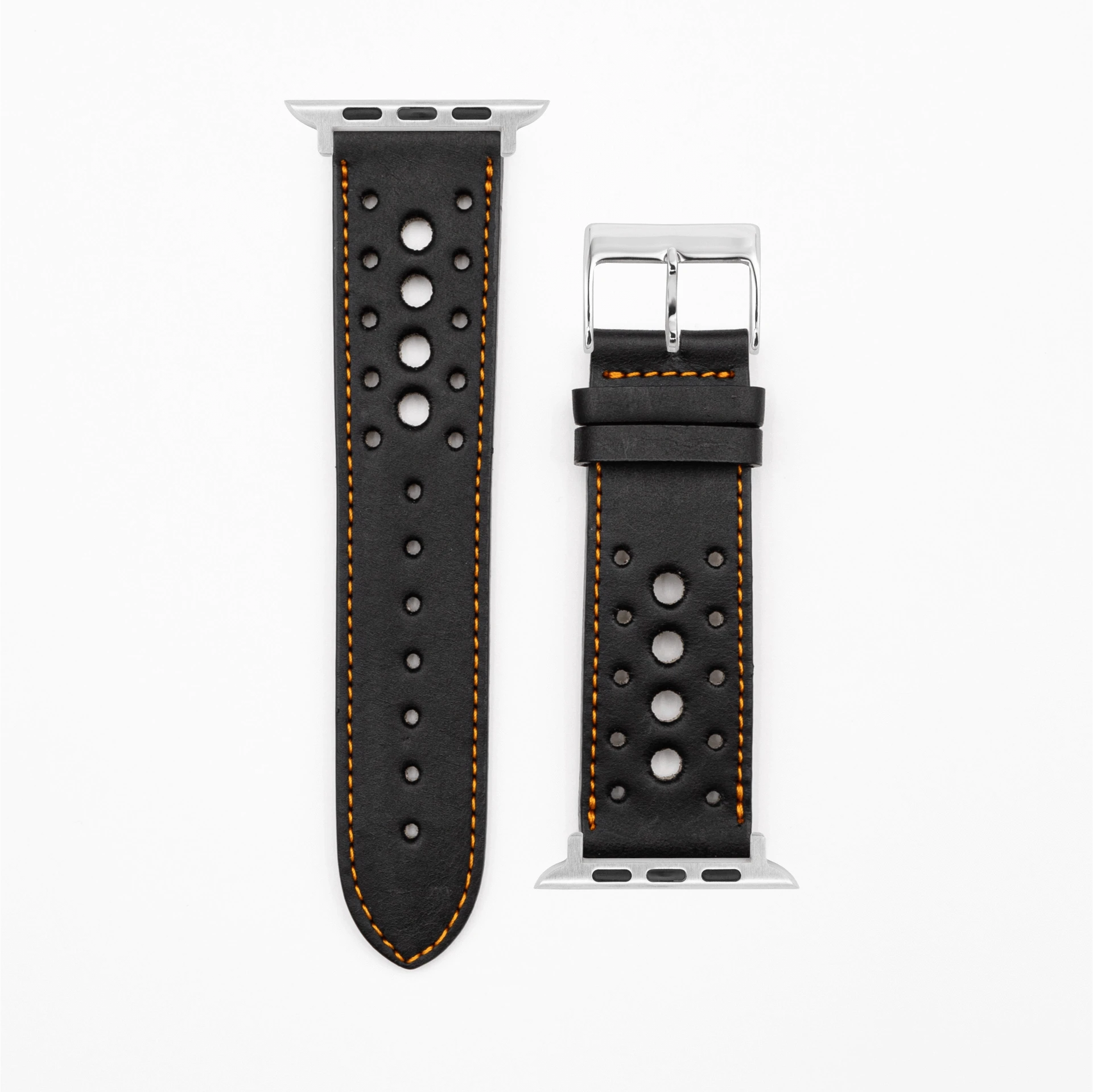 Monaco · Vintage · Schwarz/Orange-Apple Watch-40/41/42mm-Edelband-Lederarmband-Apple Watch
