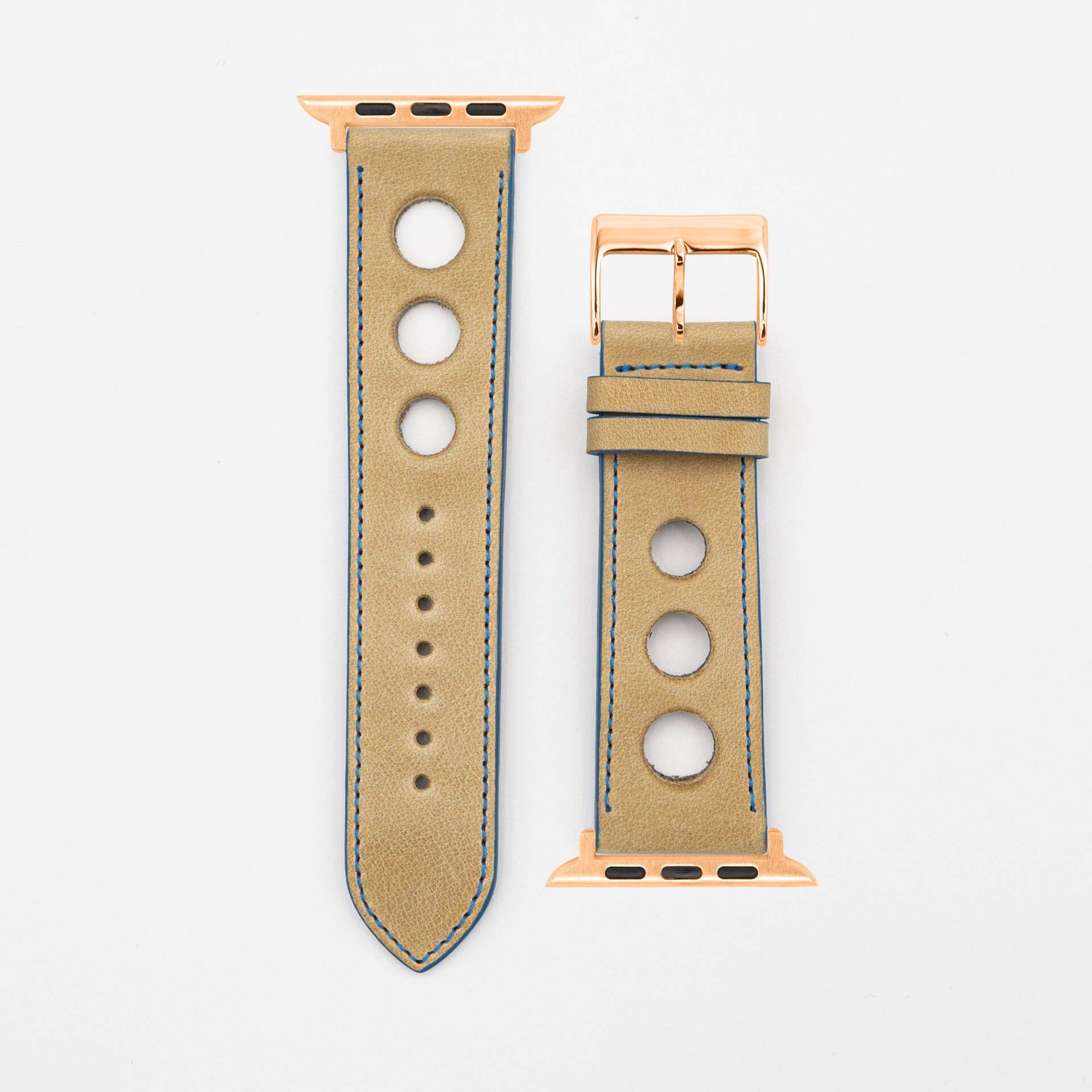 Rallye - Vintage - Beige/Blue-Apple Watch-40/41/42mm-Edelband-Leather Strap-Apple Watch
