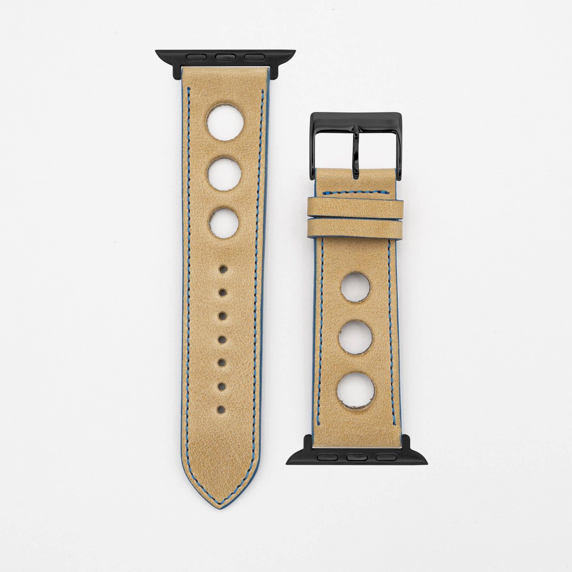 Rallye - Vintage - Beige/Blue-Apple Watch-40/41/42mm-Edelband-Leather Strap-Apple Watch