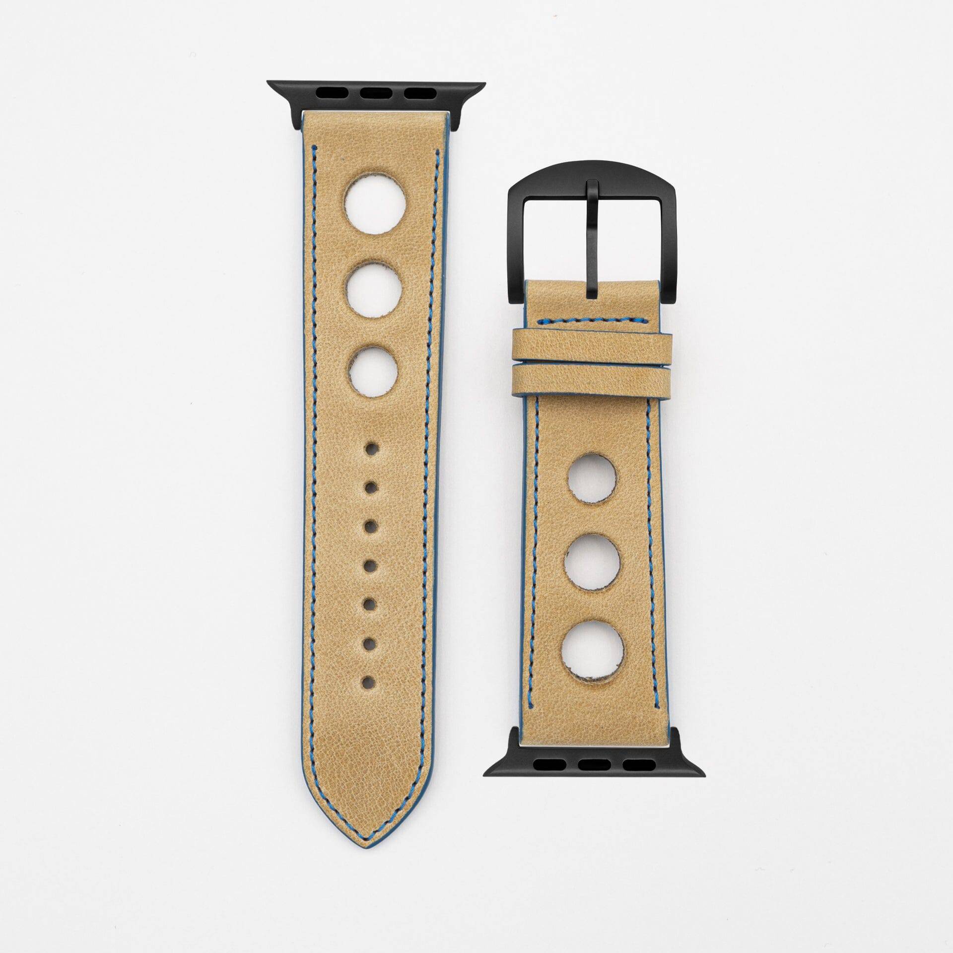 Rallye - Vintage - Beige/Blue-Apple Watch Ultra-49mm-Edelband-Leather Strap-Apple Watch