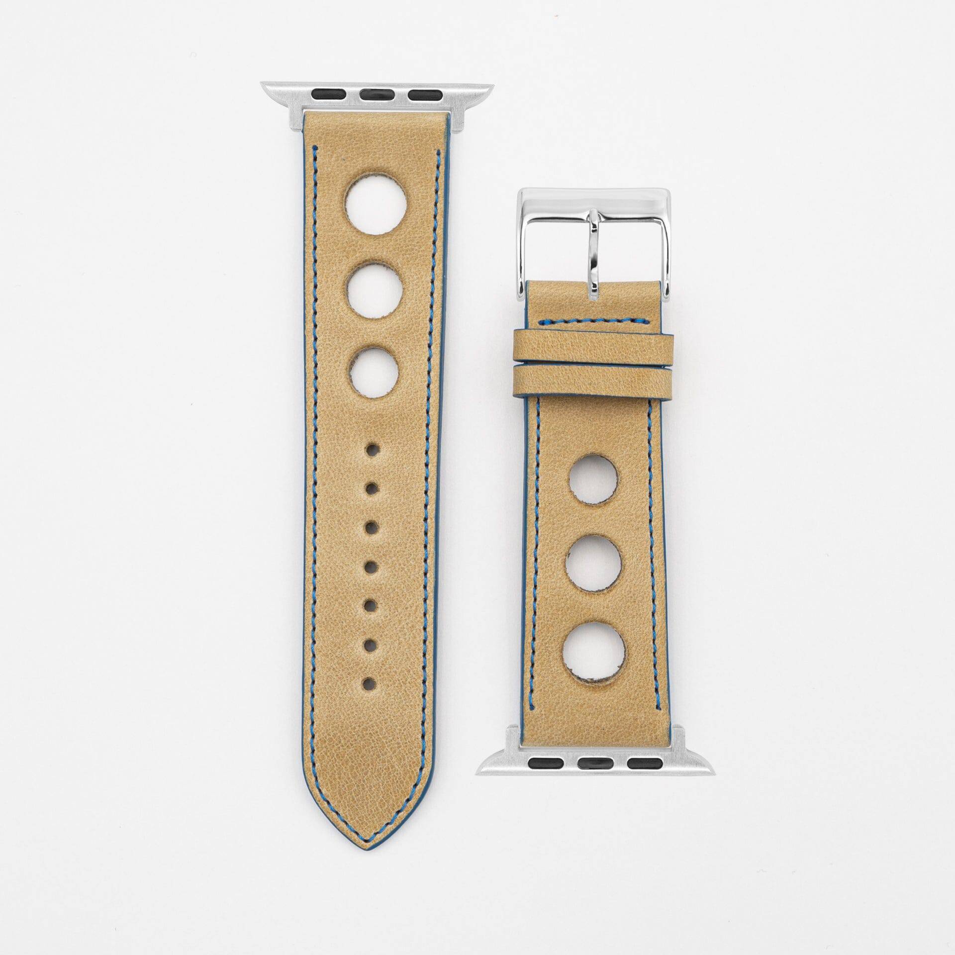Rallye - Vintage - Beige/Blue-Apple Watch-40/41/42mm-Edelband-Leather Strap-Apple Watch