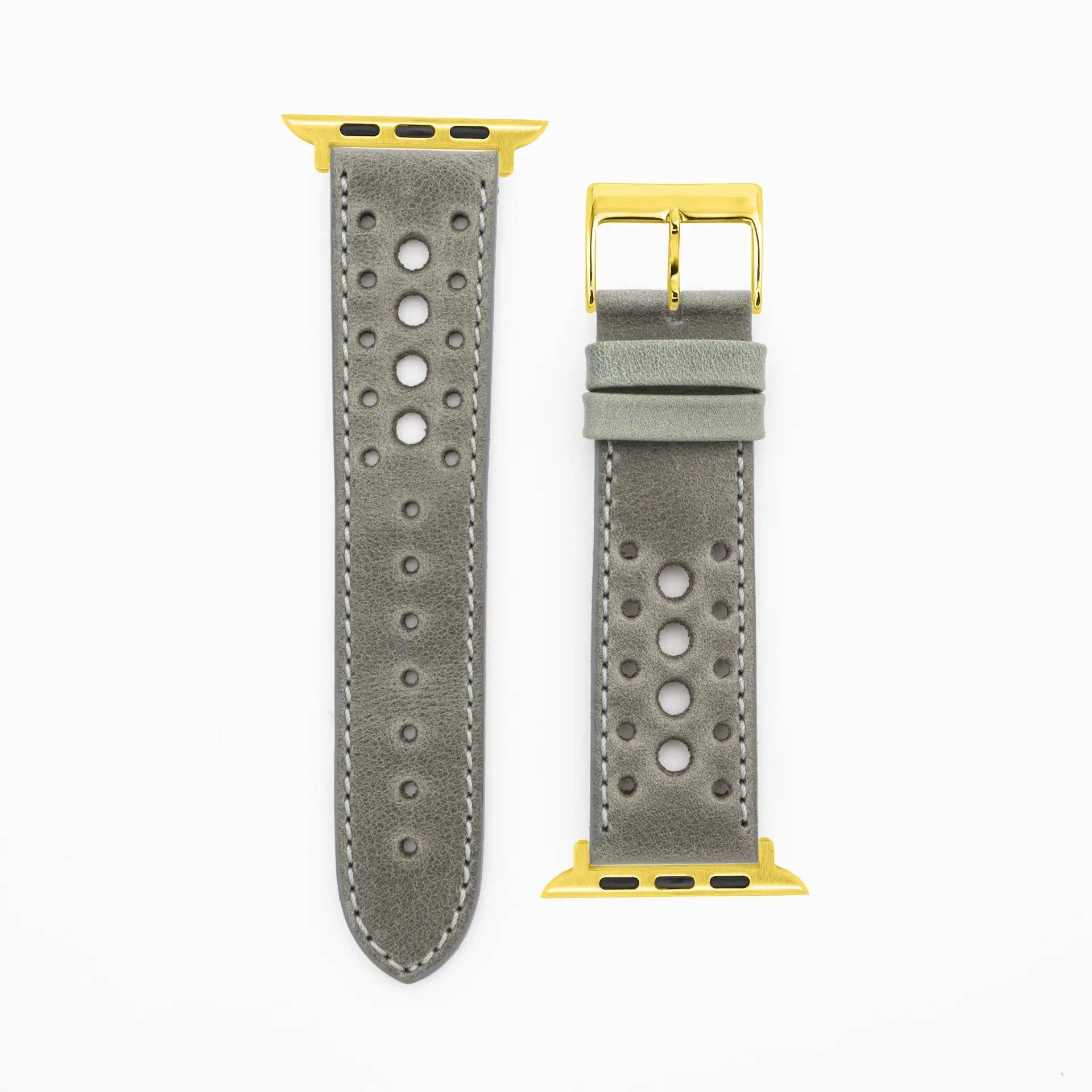 Monaco - Vintage - Gray-Apple Watch-40/41/42mm-Leather Strap-Apple Watch