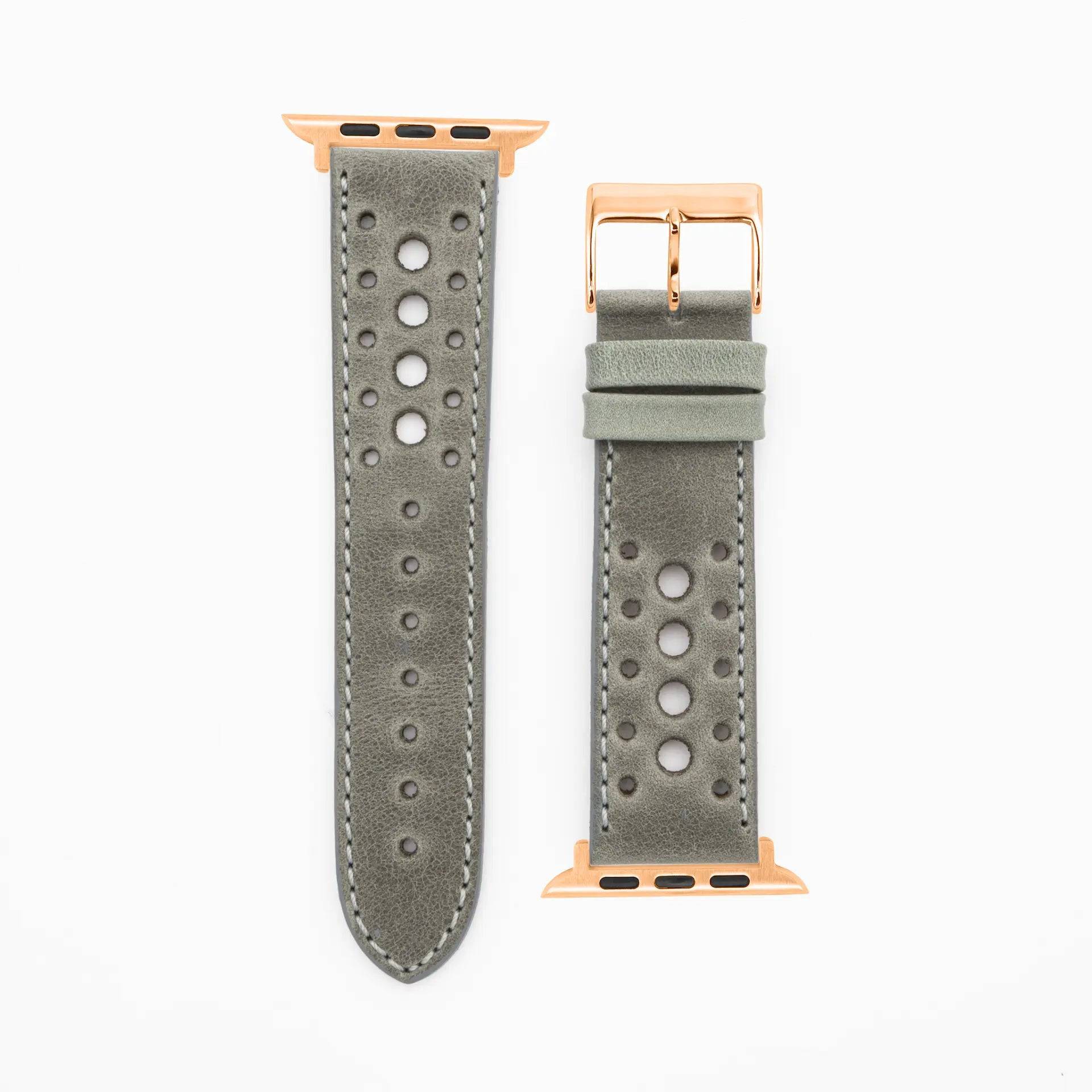 Monaco - Vintage - Gray-Apple Watch-40/41/42mm-Leather Strap-Apple Watch