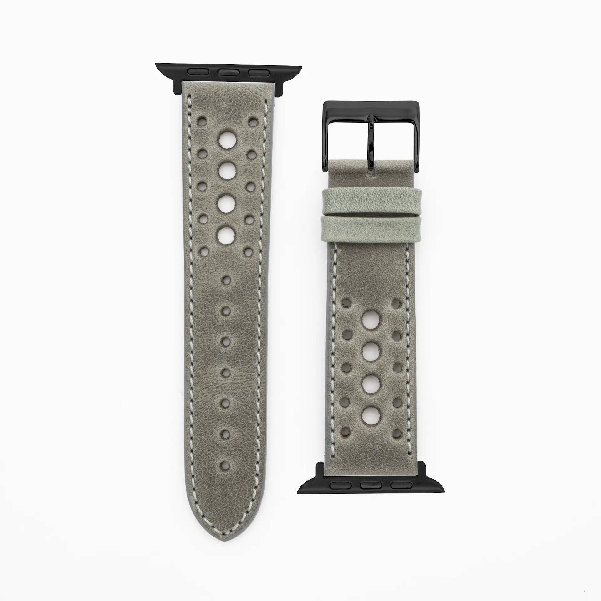 Monaco - Vintage - Gray-Apple Watch-40/41/42mm-Leather Strap-Apple Watch