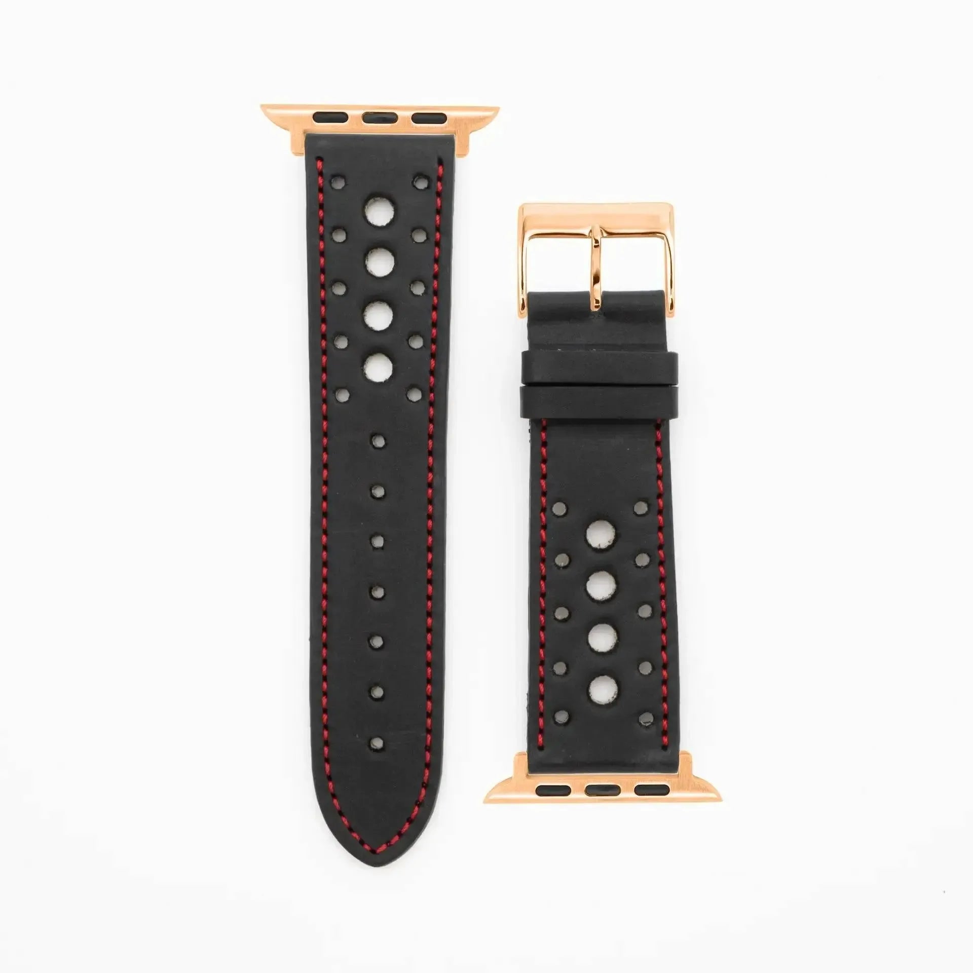 Monaco - Vintage - Black/Red-Apple Watch-40/41/42mm-Edelband-Leather Strap-Apple Watch
