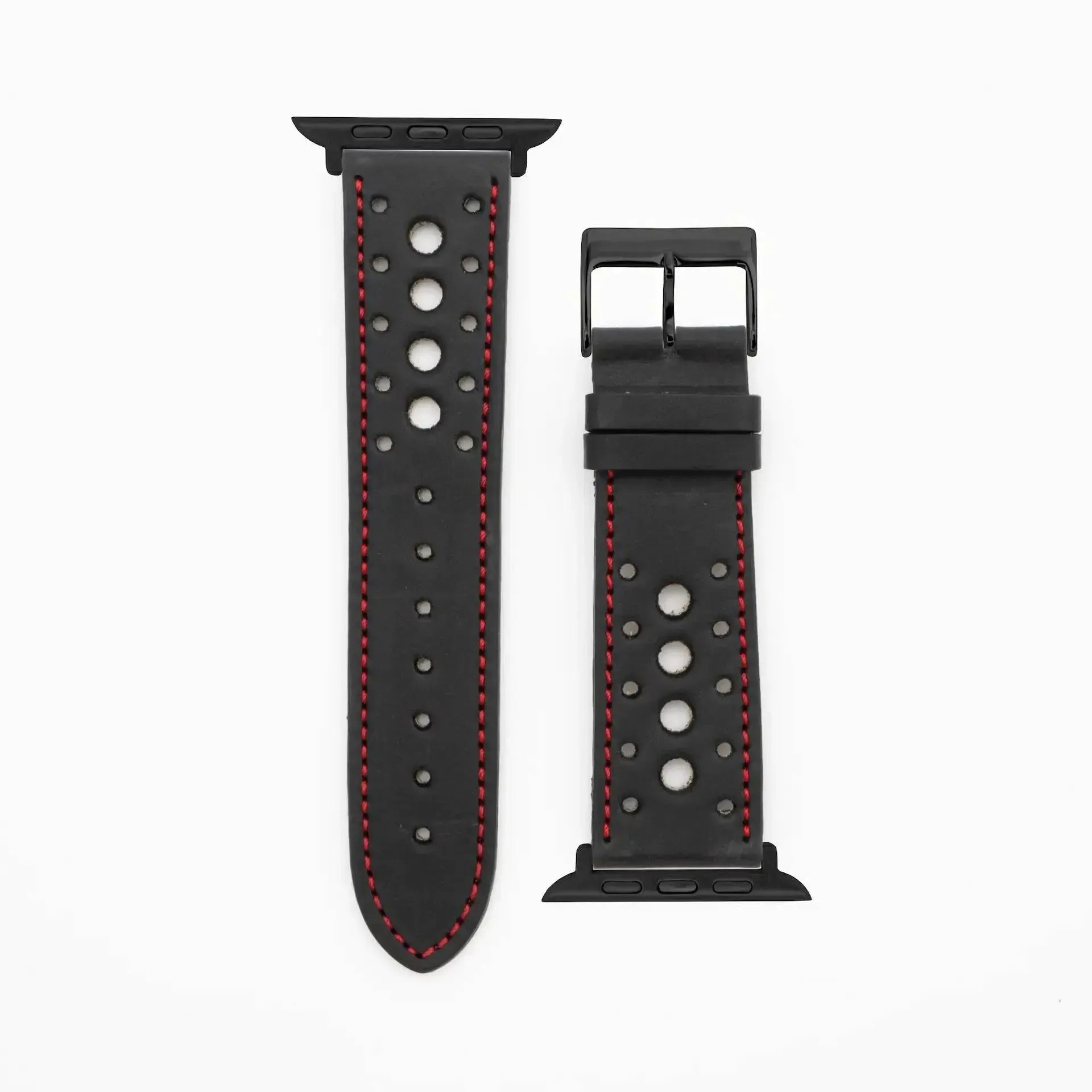 Monaco - Vintage - Black/Red-Apple Watch-40/41/42mm-Edelband-Leather Strap-Apple Watch