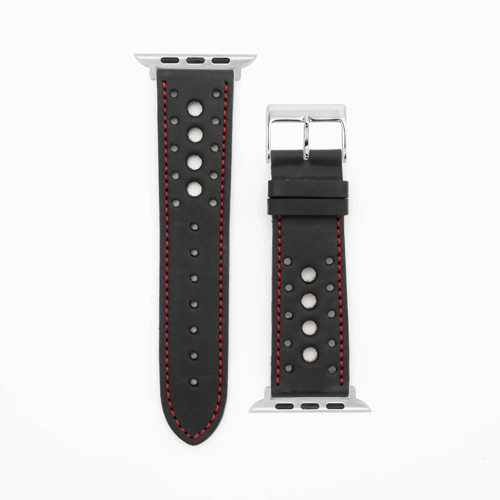 Monaco - Vintage - Black/Red-Apple Watch-40/41/42mm-Edelband-Leather Strap-Apple Watch