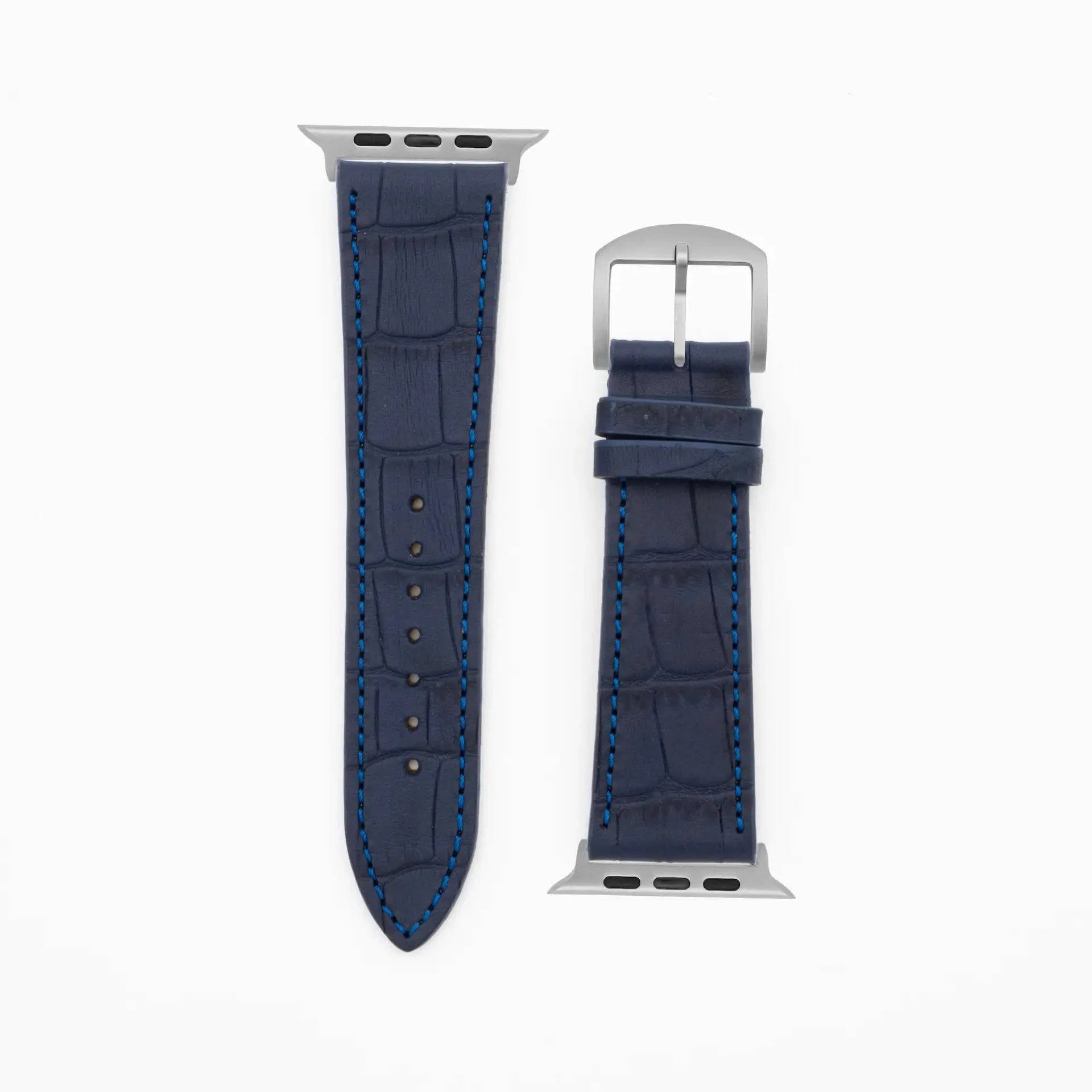 Croco Grain - Classic - Dark blue-Apple Watch Ultra-49mm-Edelband-Leather Strap-Apple Watch