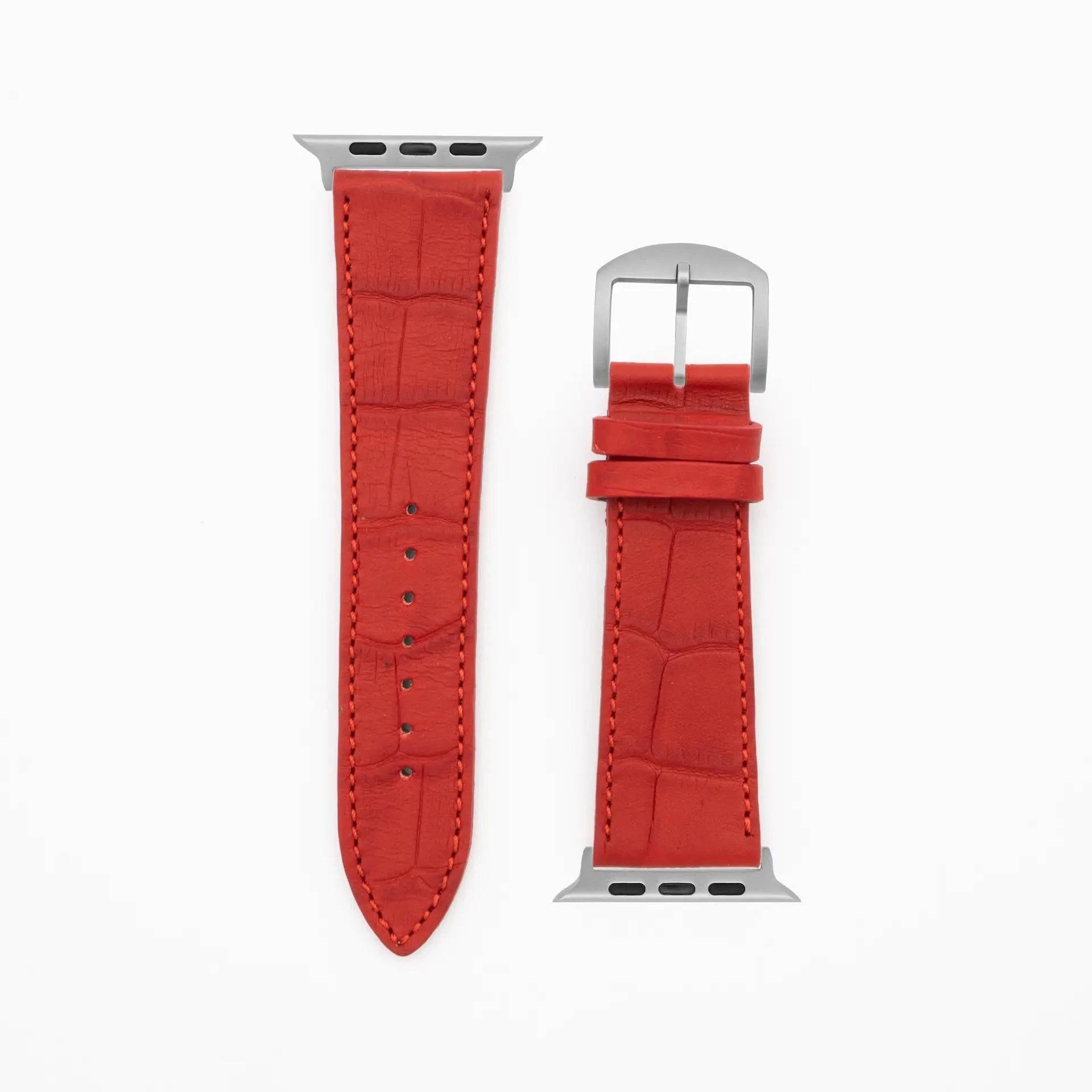 Croco Grain - Classic - Red-Apple Watch Ultra-49mm-Edelband-Leather Strap-Apple Watch