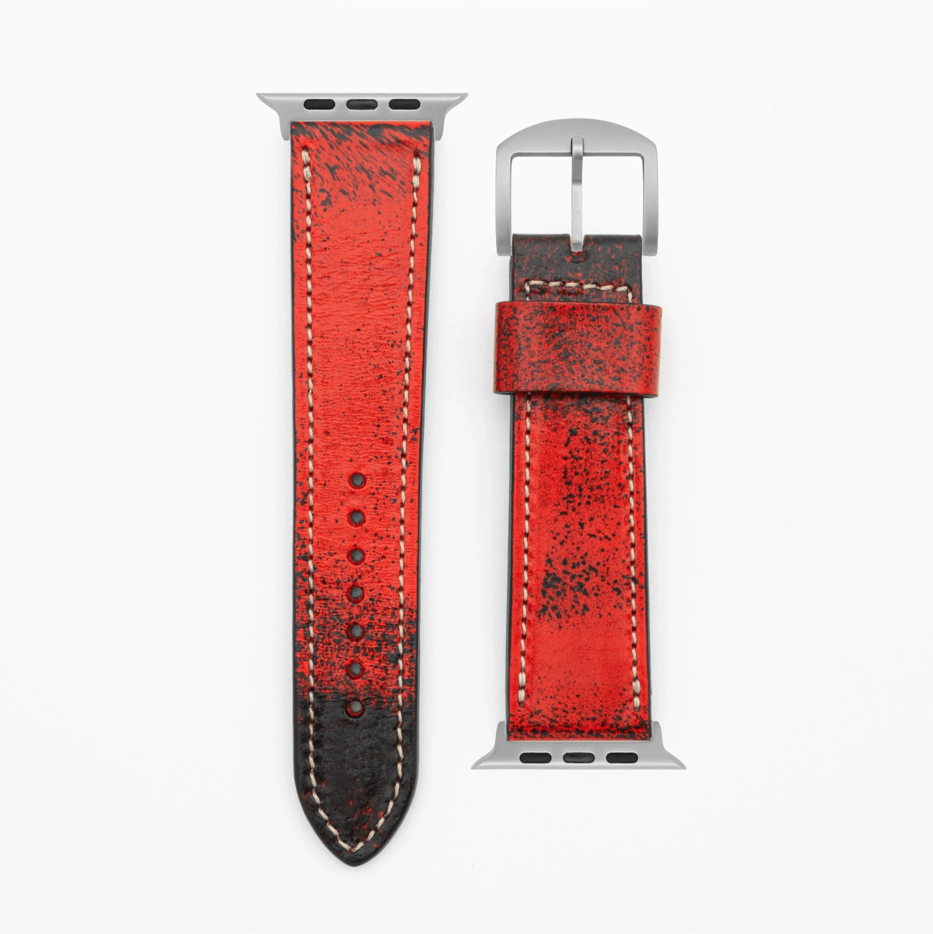 Varnish - Vintage - Red Apple Watch Ultra 49mm Leather Strap Apple Watch