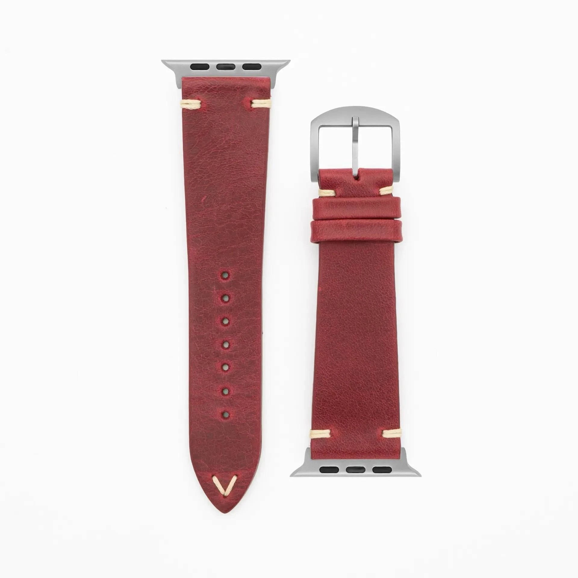 Node - Vintage - Red Apple Watch Ultra 49mm Leather Strap Apple Watch