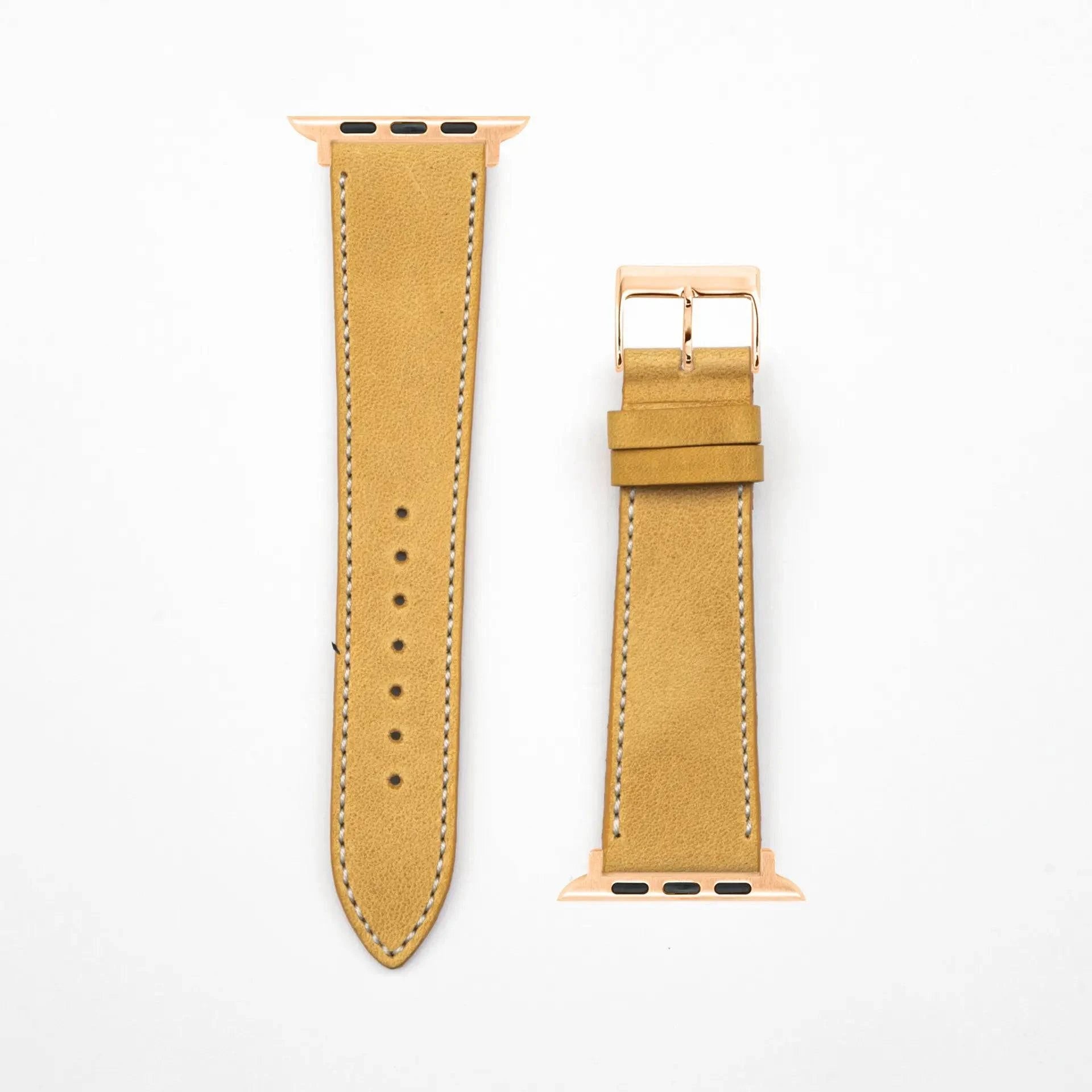 Epoque - Vintage - Mustard-Apple Watch-40/41/42mm-Edelband-Leather Strap-Apple Watch