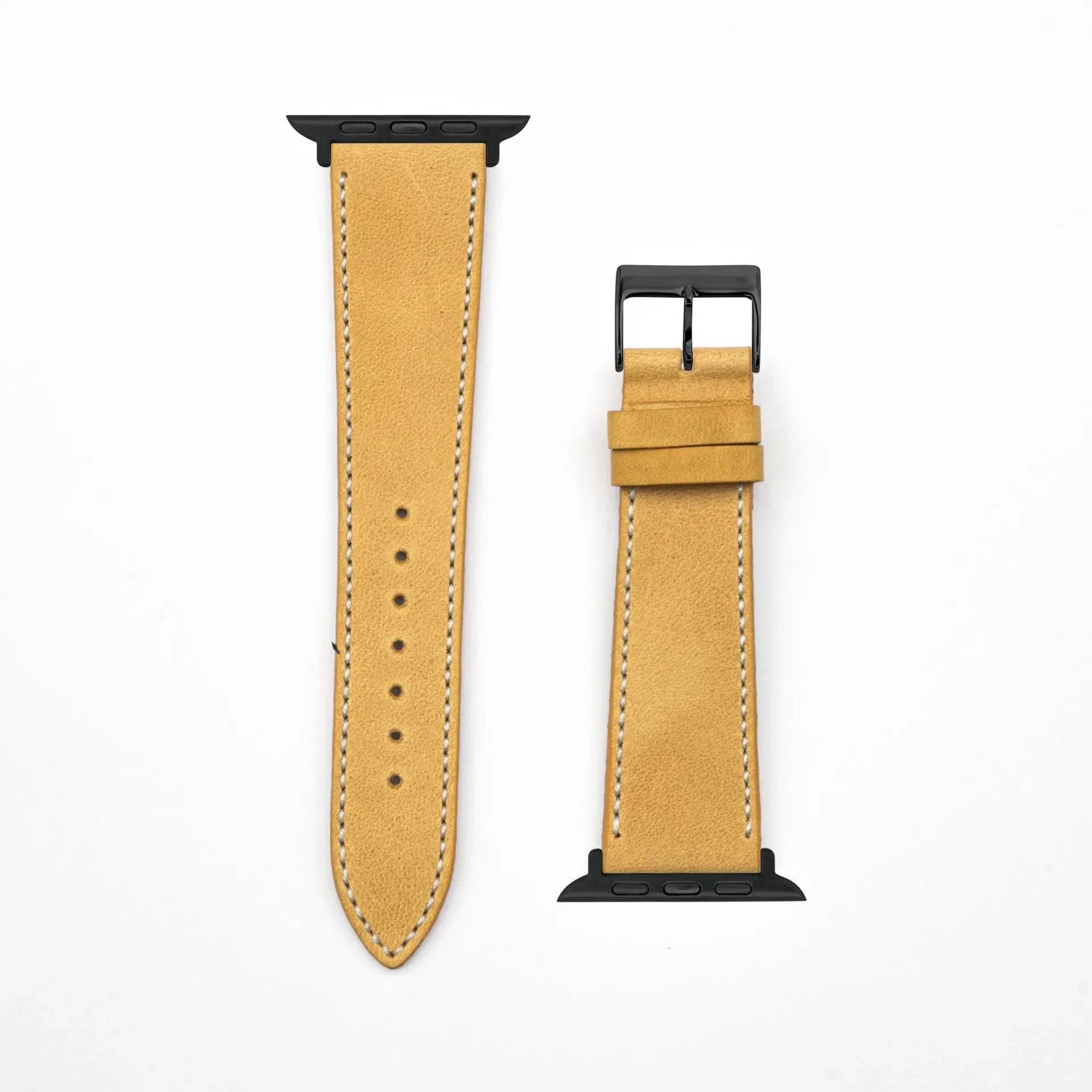 Epoque - Vintage - Mustard-Apple Watch-40/41/42mm-Edelband-Leather Strap-Apple Watch