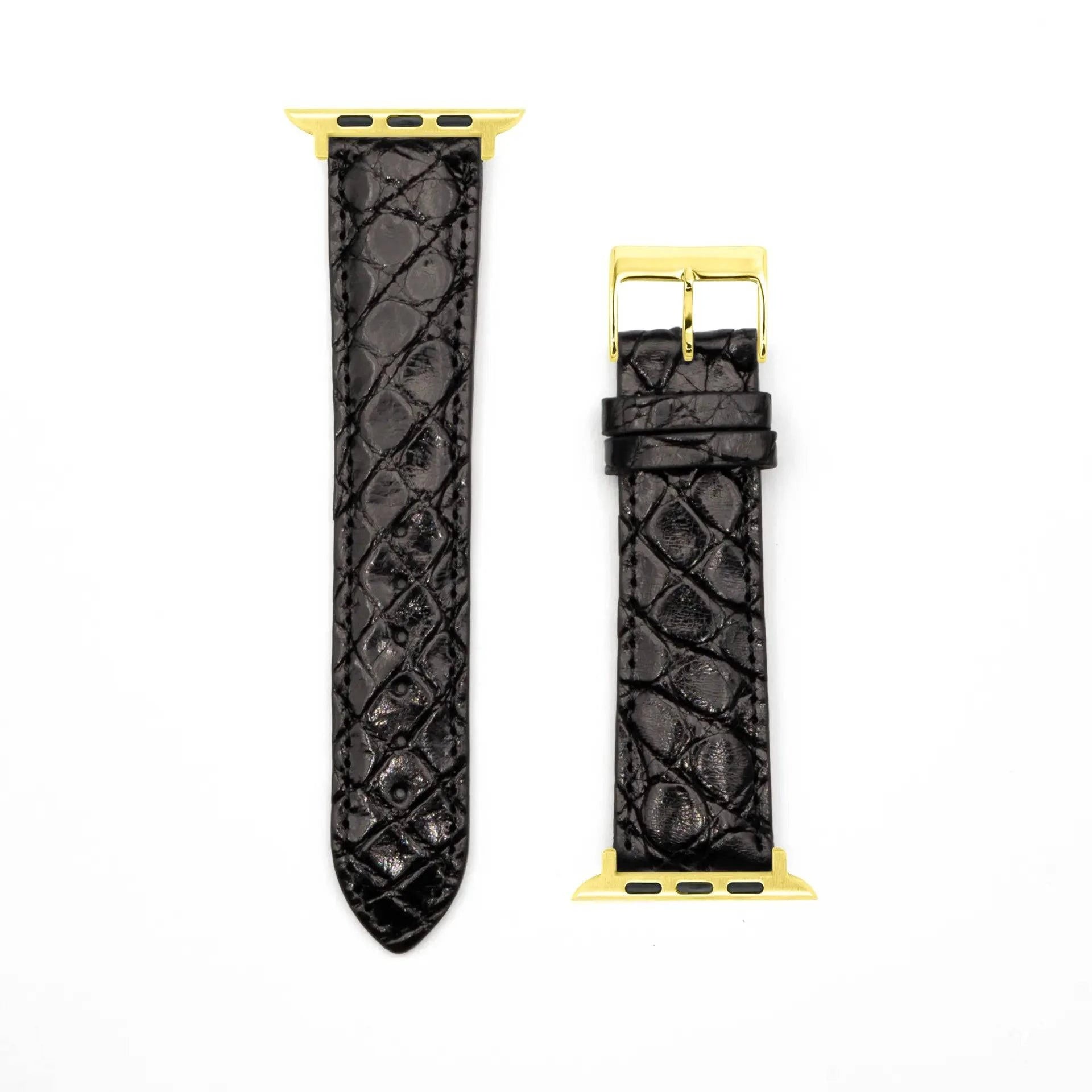 Genuine Crocodile - Classic - Black-Apple Watch-40/41/42mm-Edelband-Leather Strap-Apple Watch