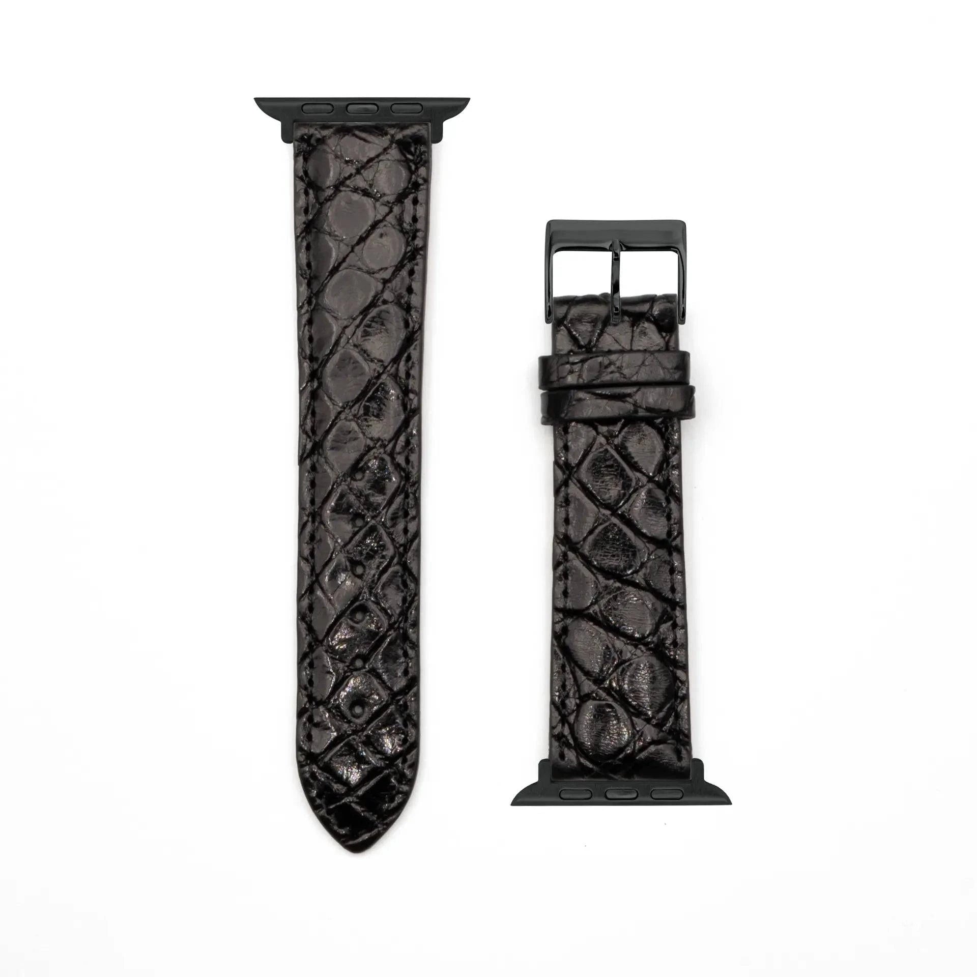 Genuine Crocodile - Classic - Black-Apple Watch-40/41/42mm-Edelband-Leather Strap-Apple Watch