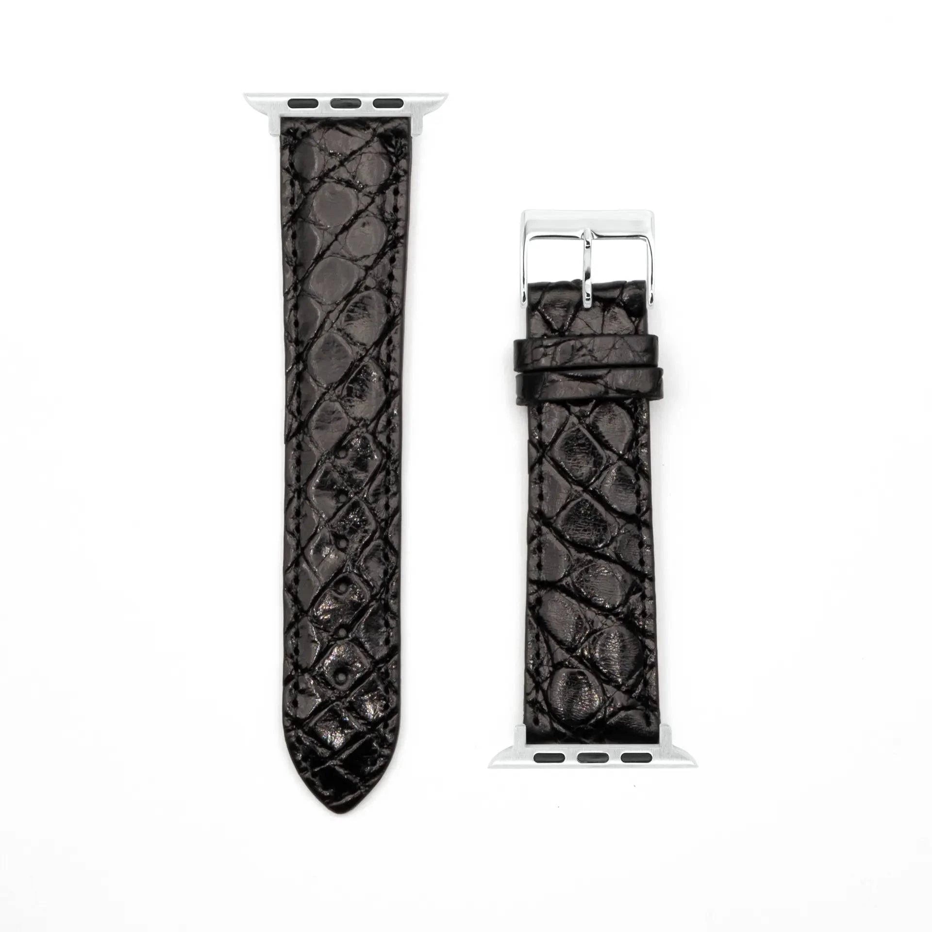 Genuine Crocodile - Classic - Black-Apple Watch-40/41/42mm-Edelband-Leather Strap-Apple Watch