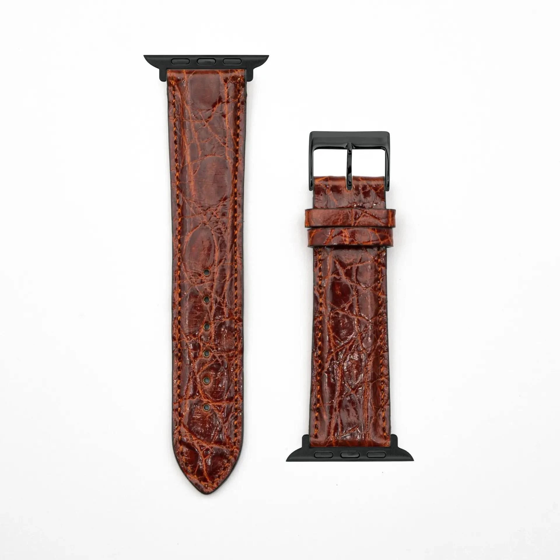 Genuine Crocodile - Classic - Brown-Apple Watch-40/41/42mm-Edelband-Leather Strap-Apple Watch
