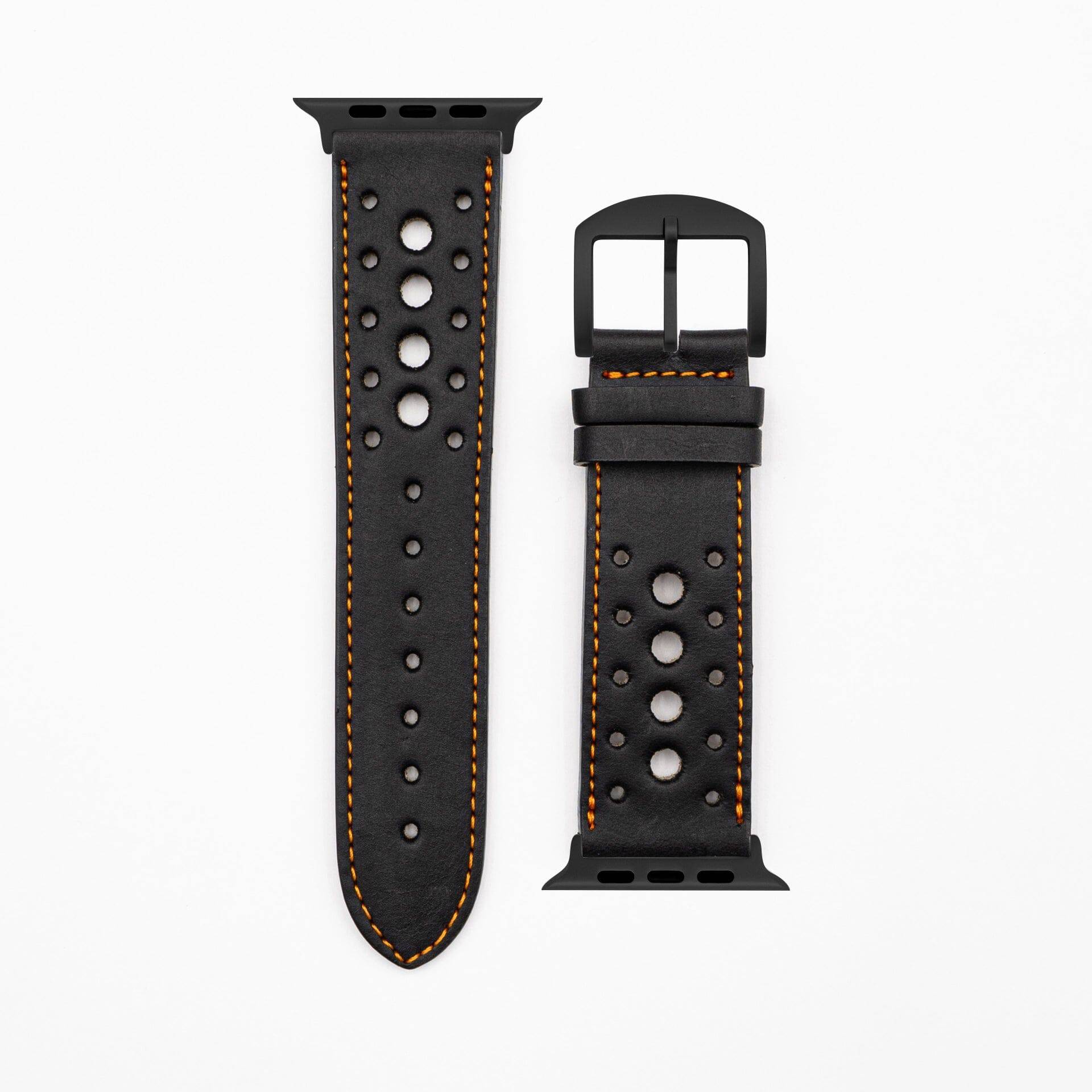 Monaco · Vintage · Schwarz/Orange-Apple Watch Ultra-49mm-Edelband-Lederarmband-Apple Watch