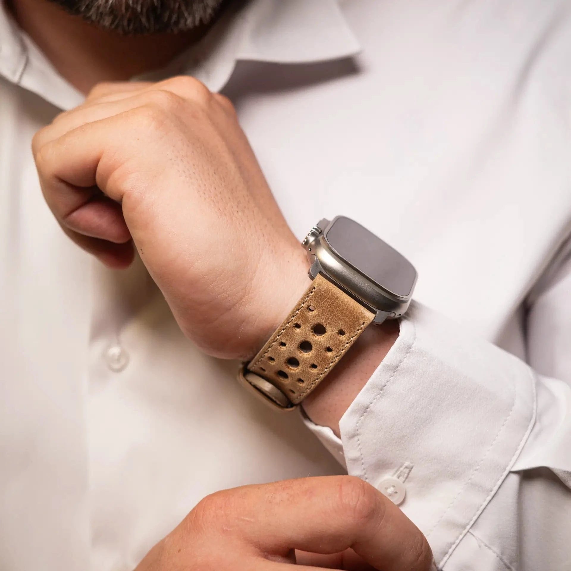 Monaco - Vintage - Sand leather strap-Apple Watch