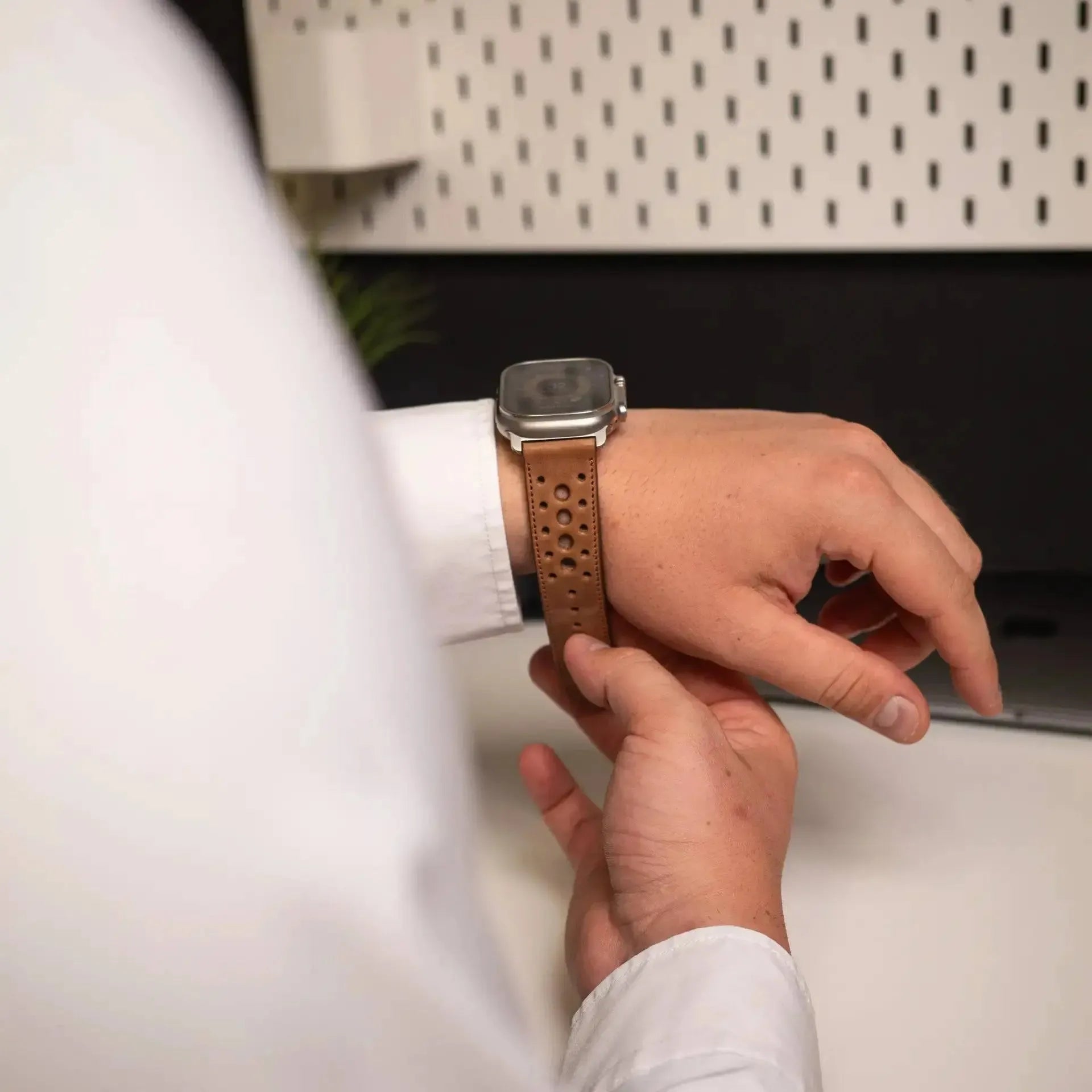 Monaco · Vintage · Braun-Edelband-Lederarmband-Apple Watch