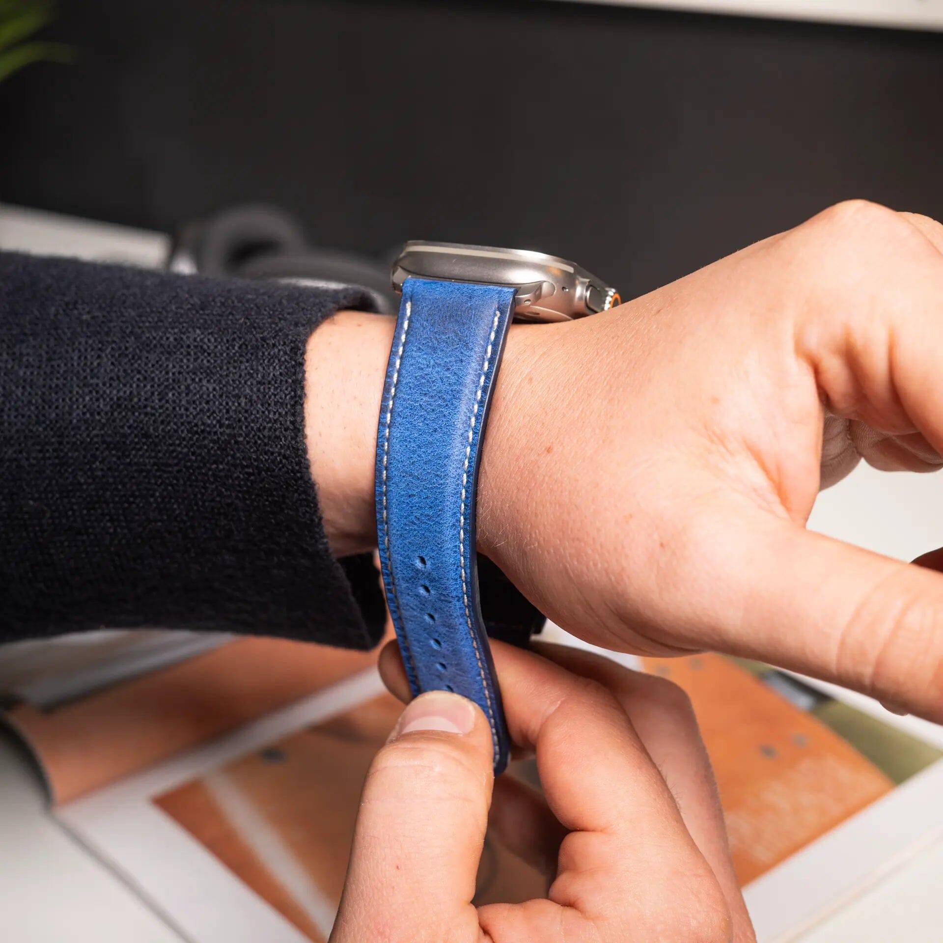 Antelope Chrono - Vintage - Blue leather strap-Apple Watch
