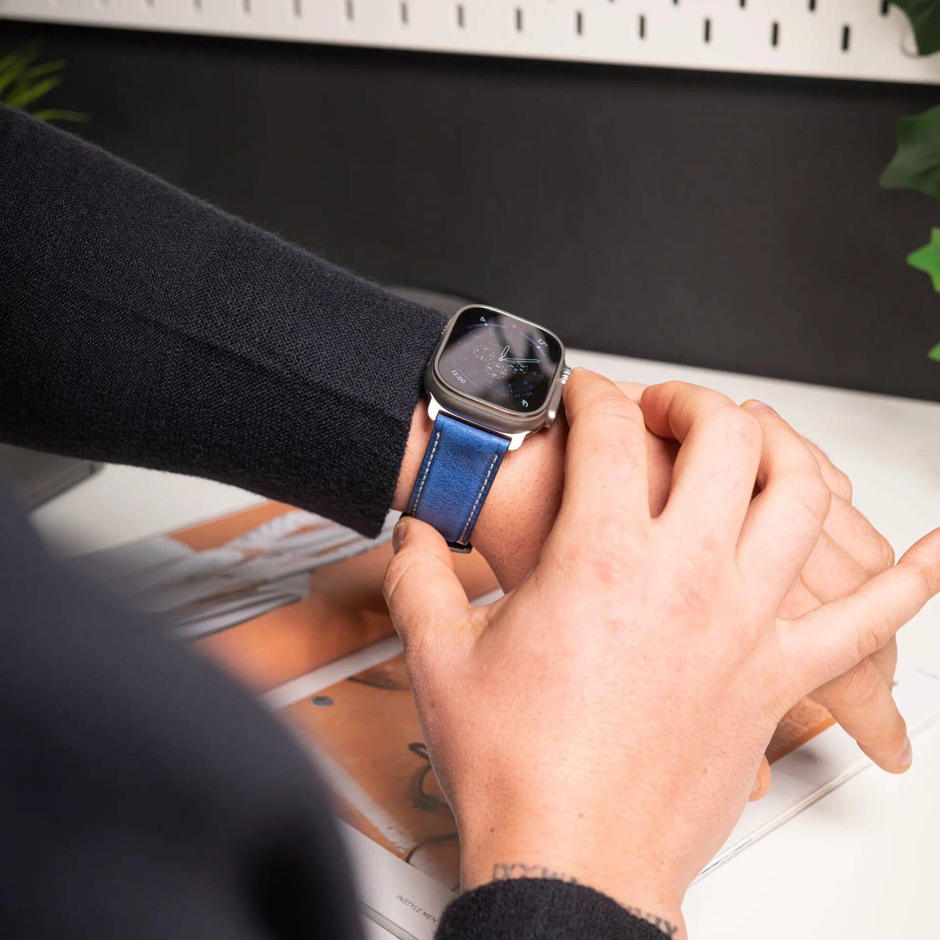 Antelope Chrono - Vintage - Blue leather strap-Apple Watch