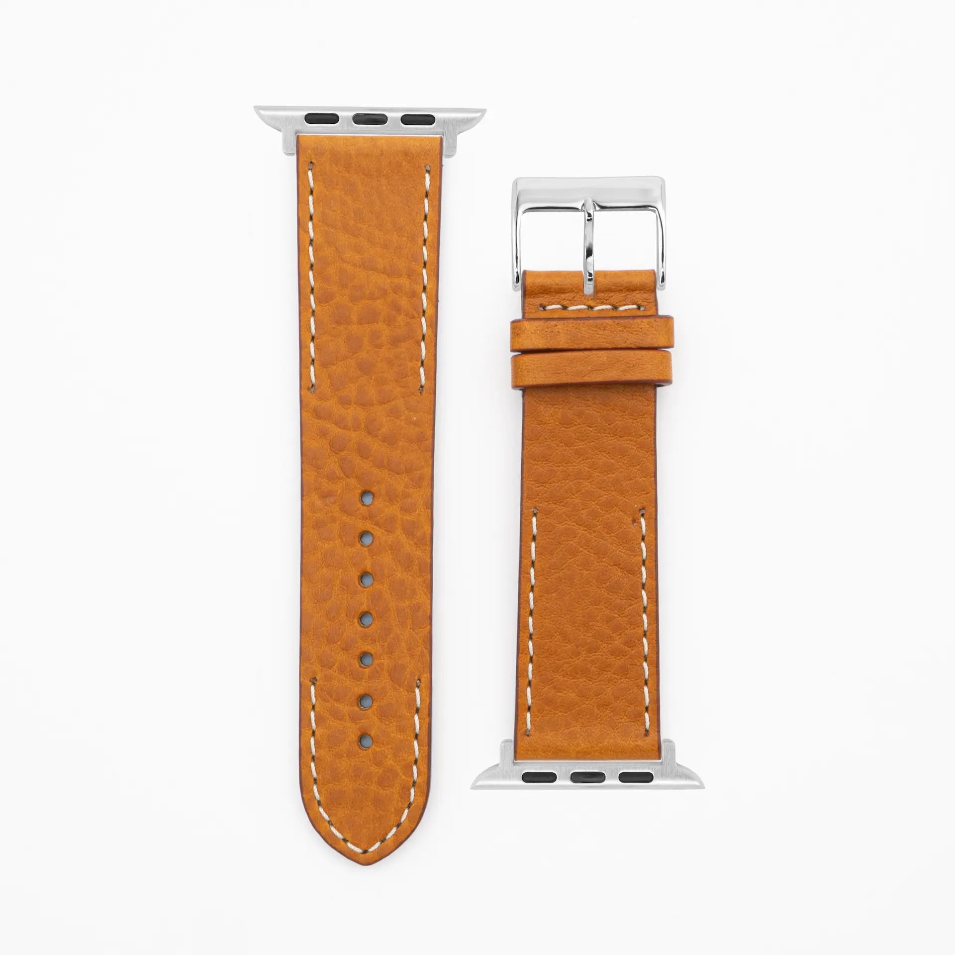 Modern Seam · Classic · Braun-Lederarmband-Apple Watch-38/40/41mm-Edelstahl silber-Edelband