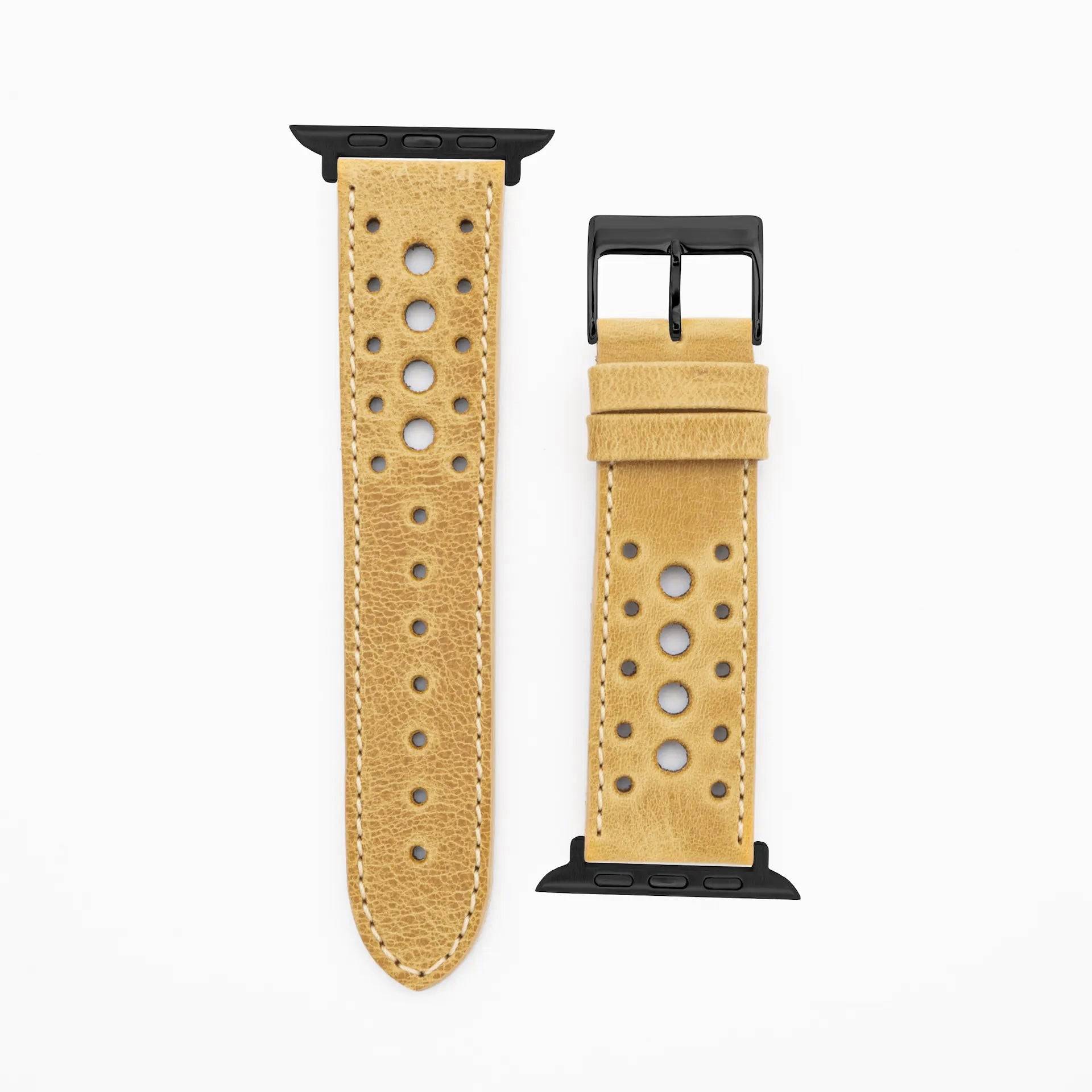 Monaco · Vintage · Senf-Apple Watch-40/41/42mm-Edelband-Lederarmband-Apple Watch