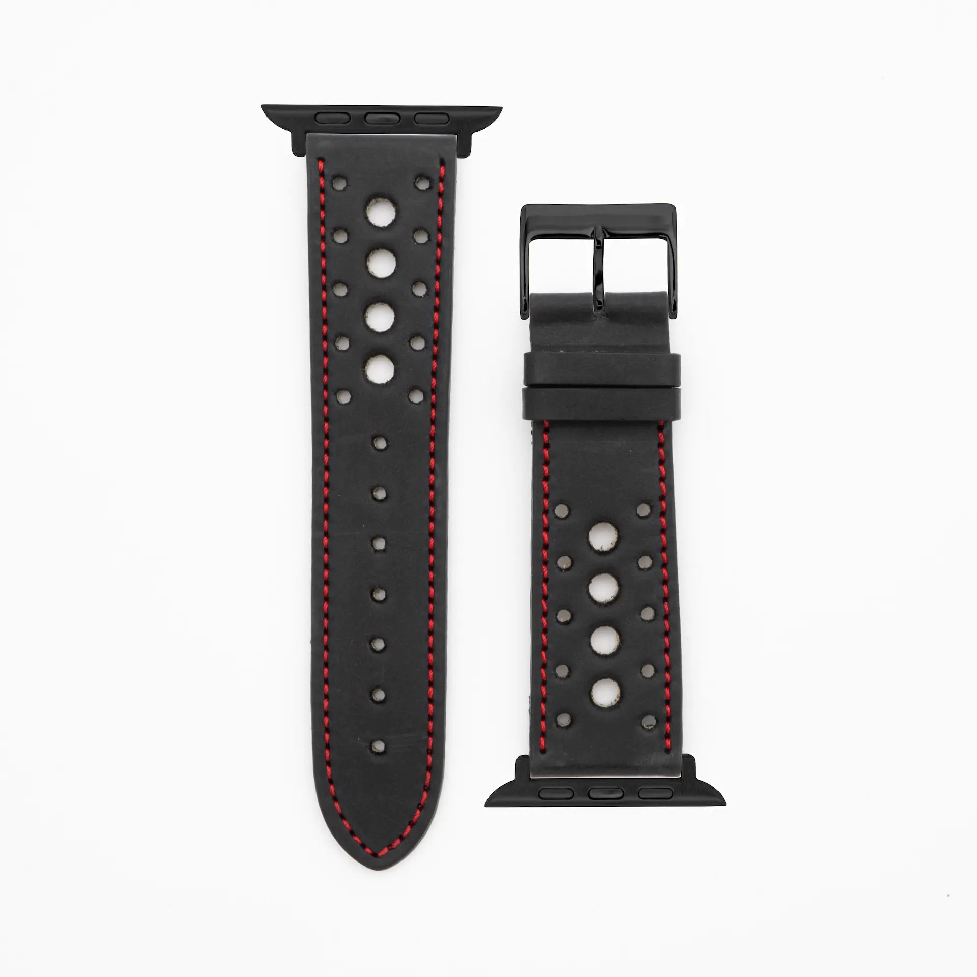 Monaco · Vintage · Schwarz-Lederarmband-Apple Watch-38/40/41mm-Edelstahl schwarz-Edelband