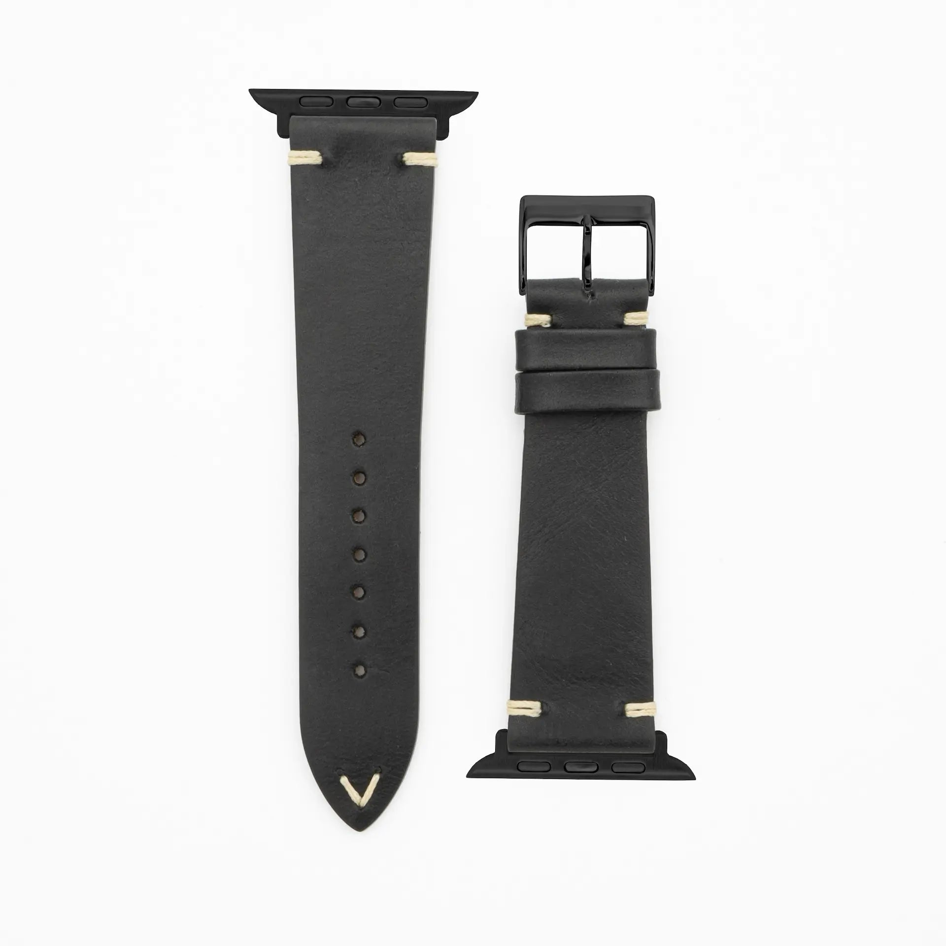 Node · Vintage · Schwarz-Lederarmband-Apple Watch-38/40/41mm-Edelstahl schwarz-Edelband