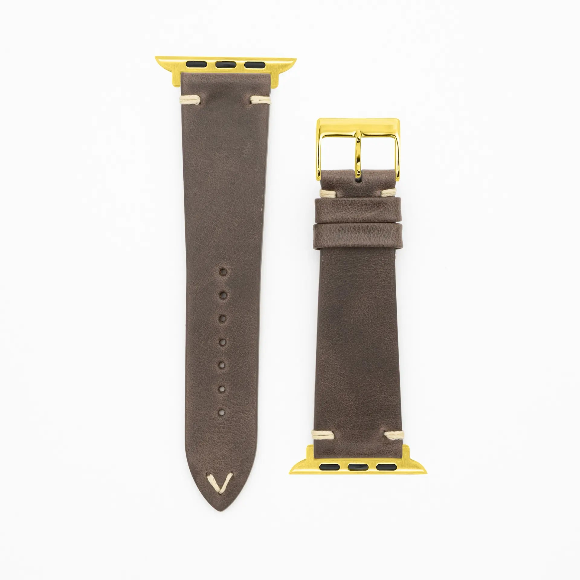 Node · Vintage · Dunkelbraun-Lederarmband-Apple Watch-38/40/41mm-Edelstahl gold-Edelband