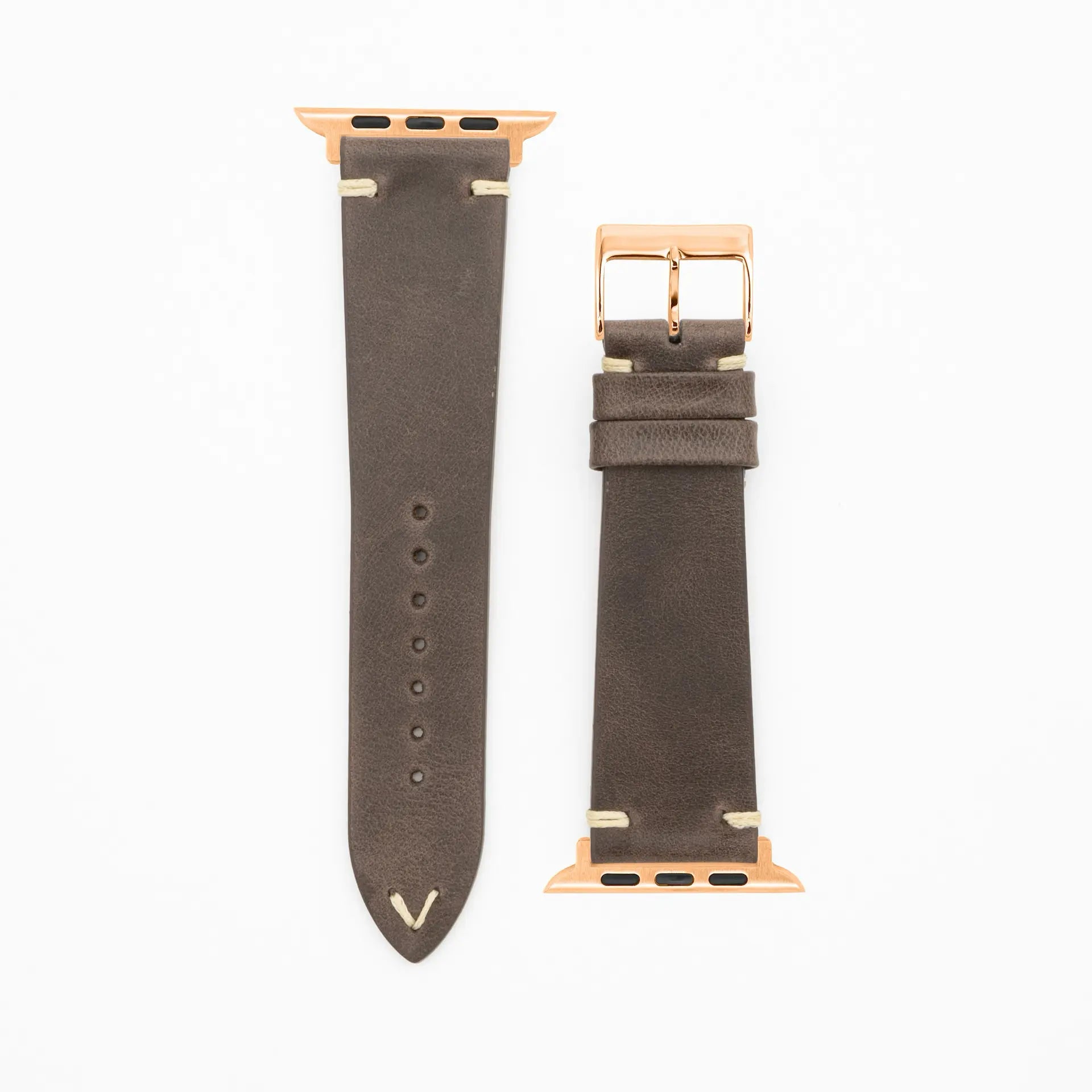 Node · Vintage · Dunkelbraun-Lederarmband-Apple Watch-38/40/41mm-Edelstahl rosé-Edelband