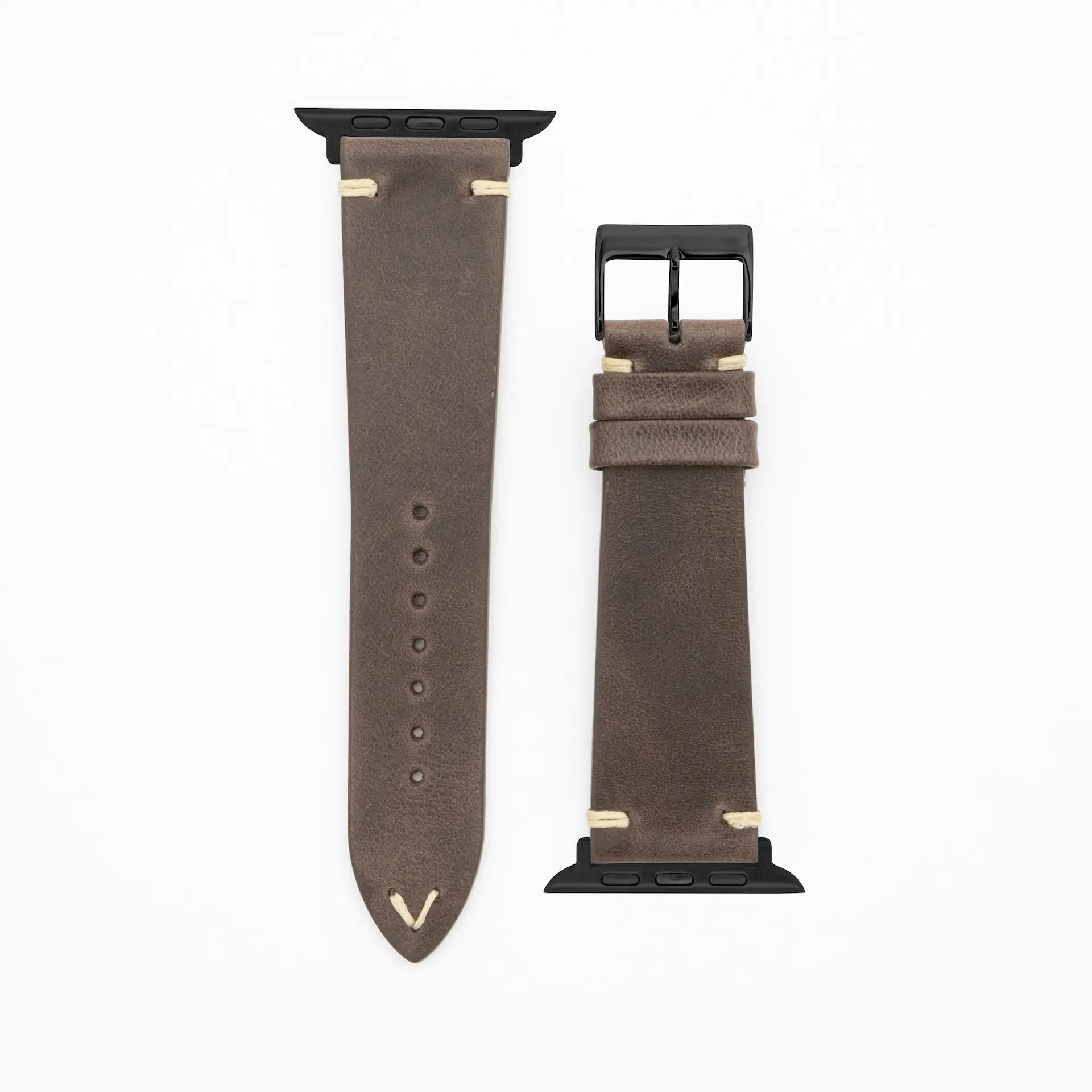 Node · Vintage · Dunkelbraun-Lederarmband-Apple Watch-38/40/41mm-Edelstahl schwarz-Edelband