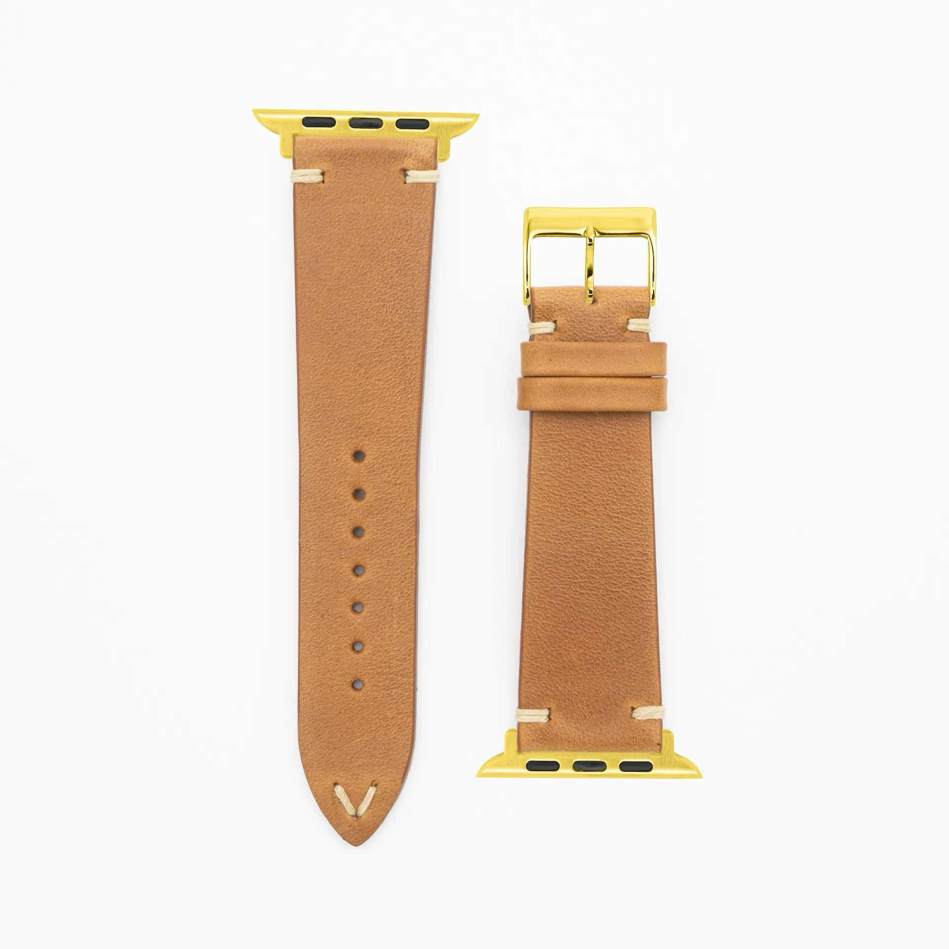 Node · Vintage · Braun-Lederarmband-Apple Watch-38/40/41mm-Edelstahl gold-Edelband
