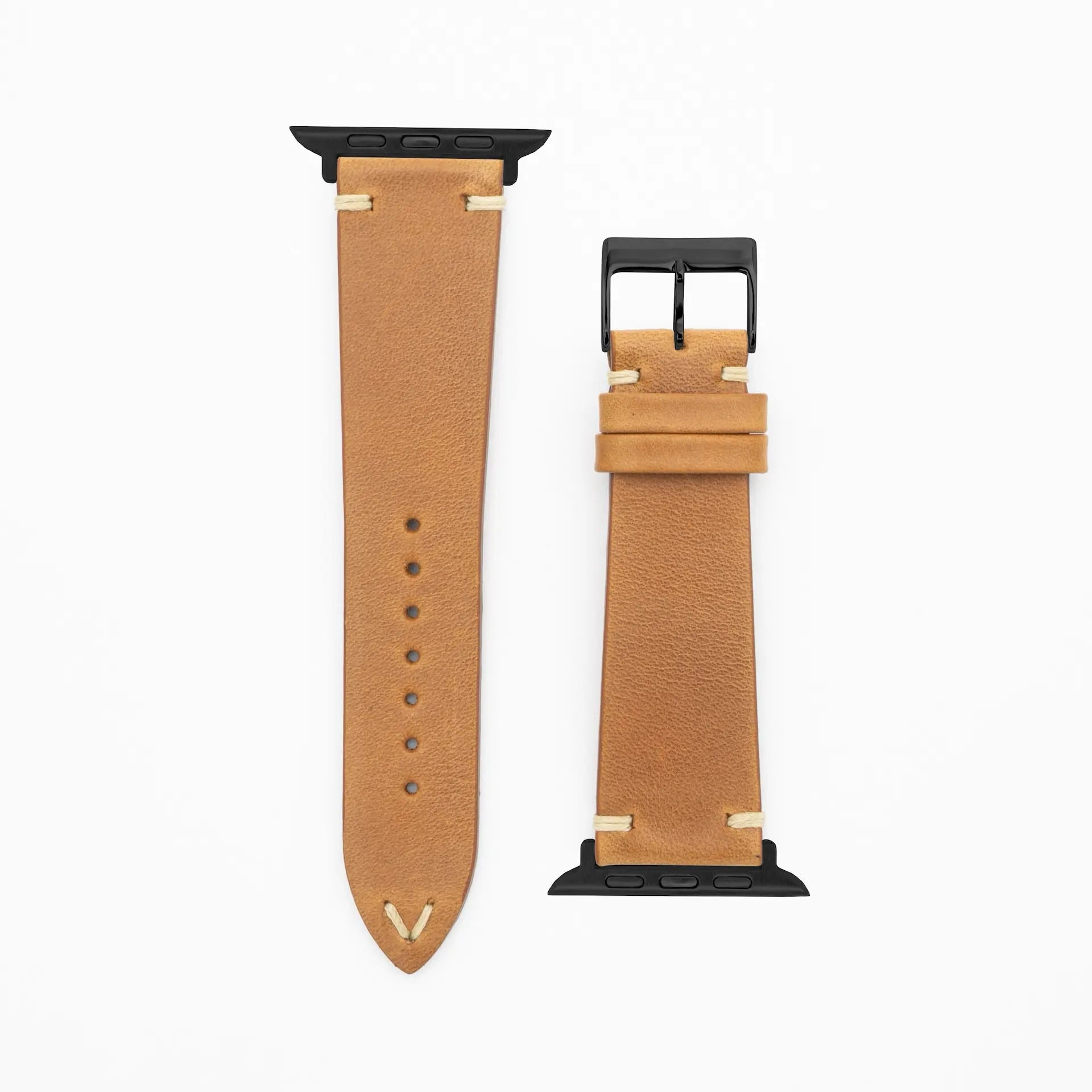 Node · Vintage · Braun-Lederarmband-Apple Watch-38/40/41mm-Edelstahl schwarz-Edelband