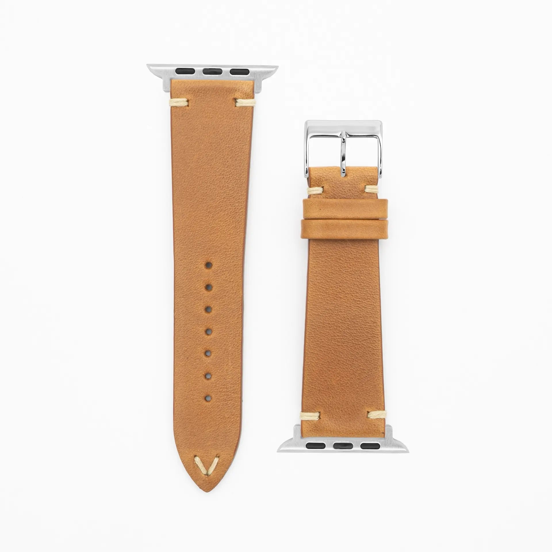 Node · Vintage · Braun-Lederarmband-Apple Watch-38/40/41mm-Edelstahl silber-Edelband