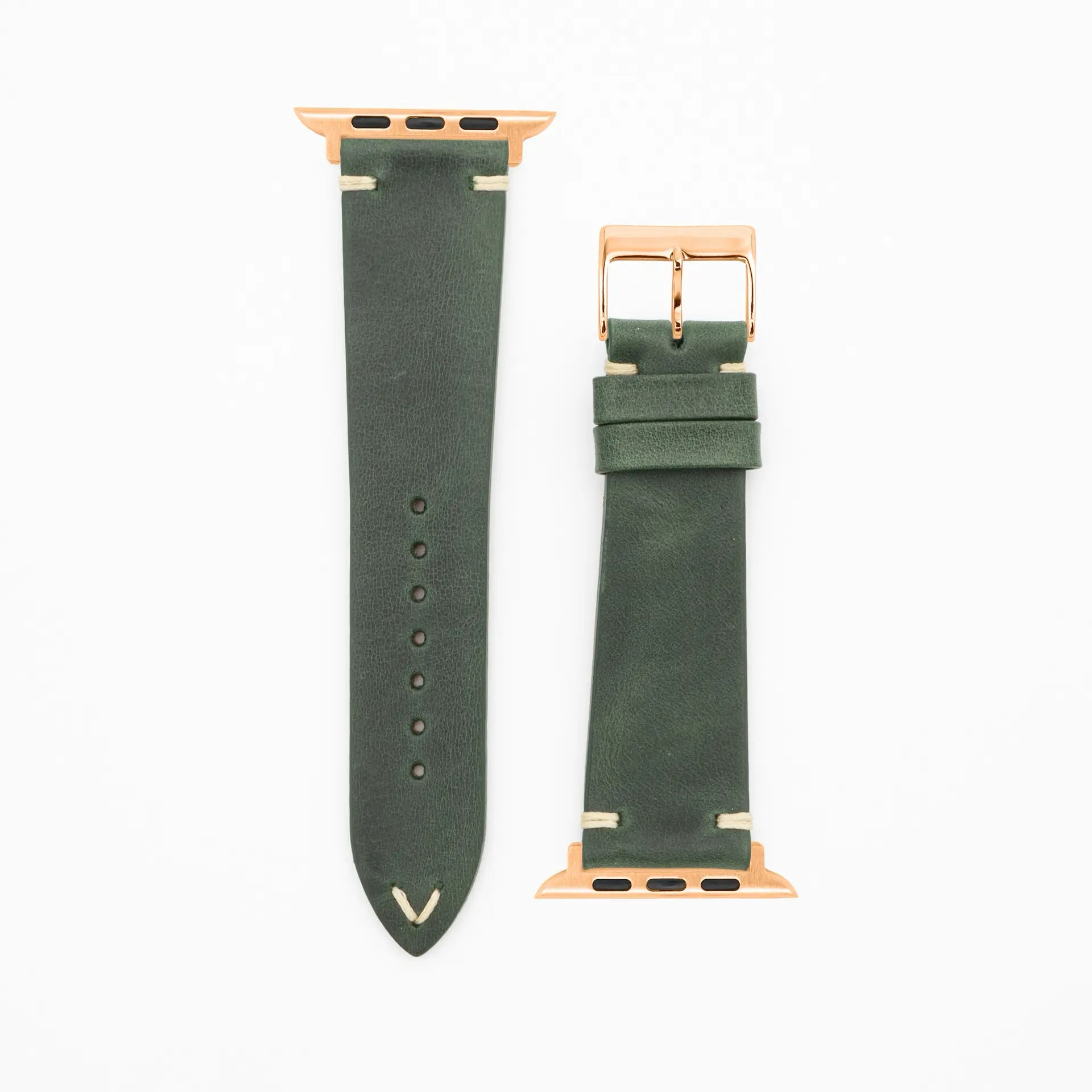 Node · Vintage · Grün-Lederarmband-Apple Watch-38/40/41mm-Edelstahl rosé-Edelband
