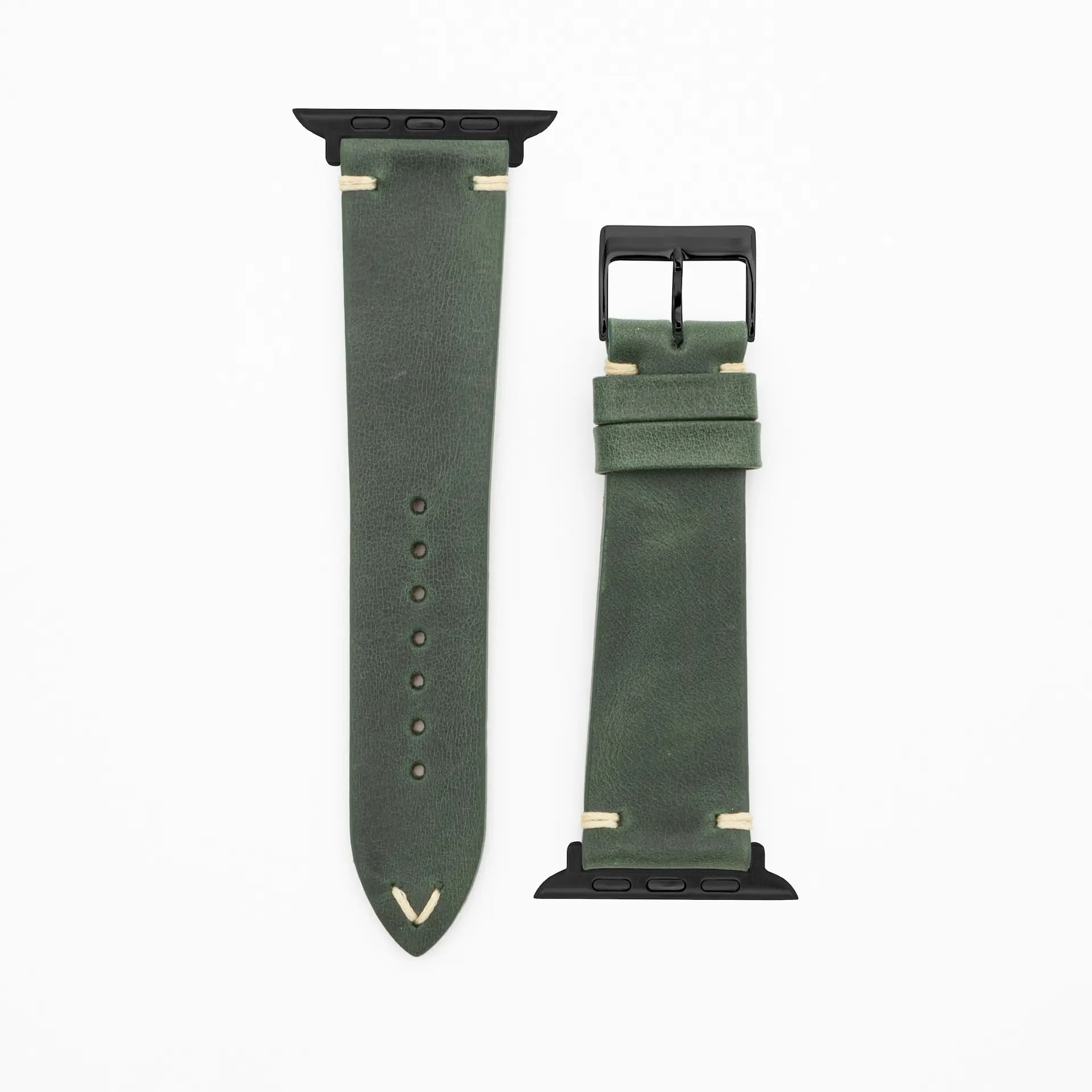 Node · Vintage · Grün-Lederarmband-Apple Watch-38/40/41mm-Edelstahl schwarz-Edelband