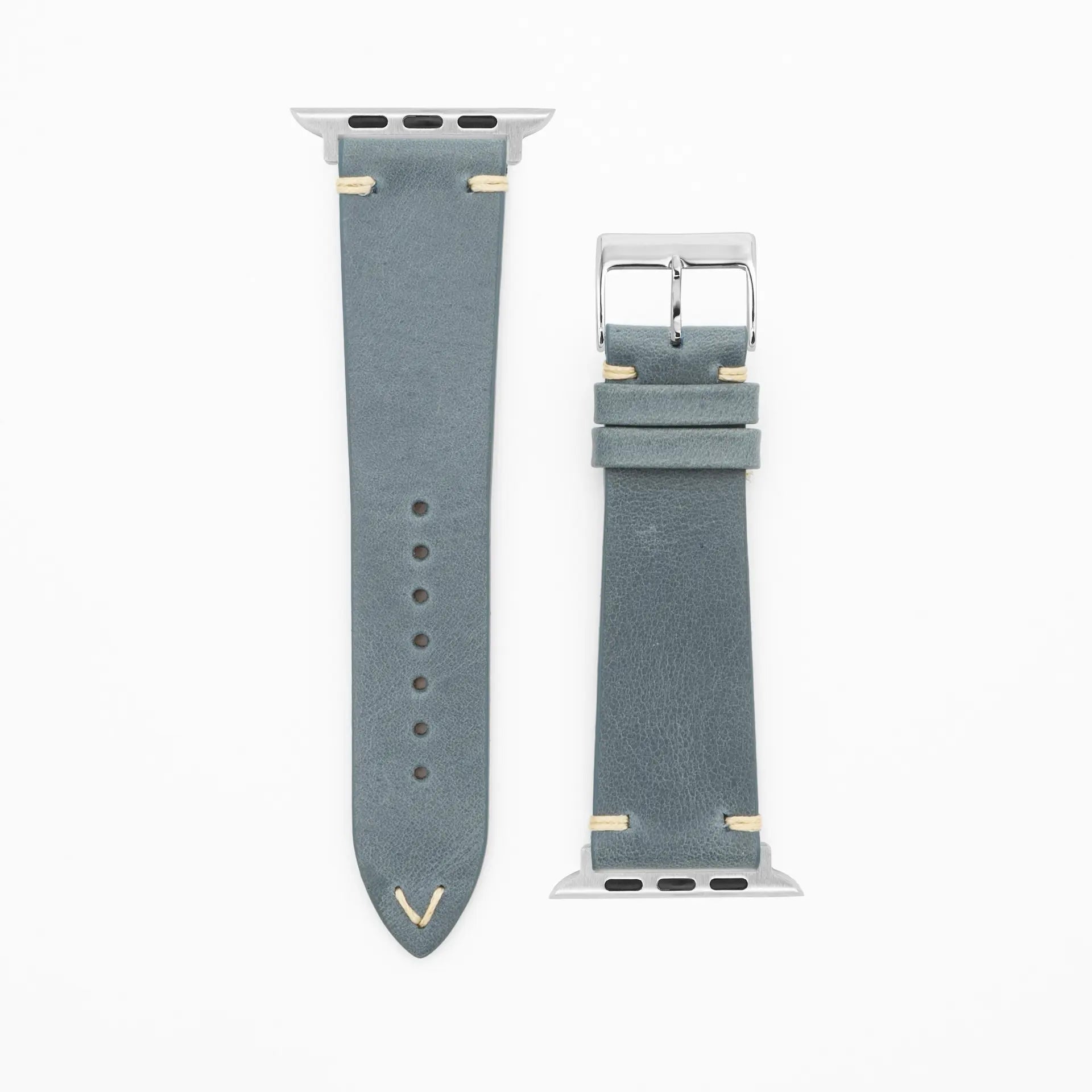 Node · Vintage · Blau-Lederarmband-Apple Watch-38/40/41mm-Edelstahl silber-Edelband