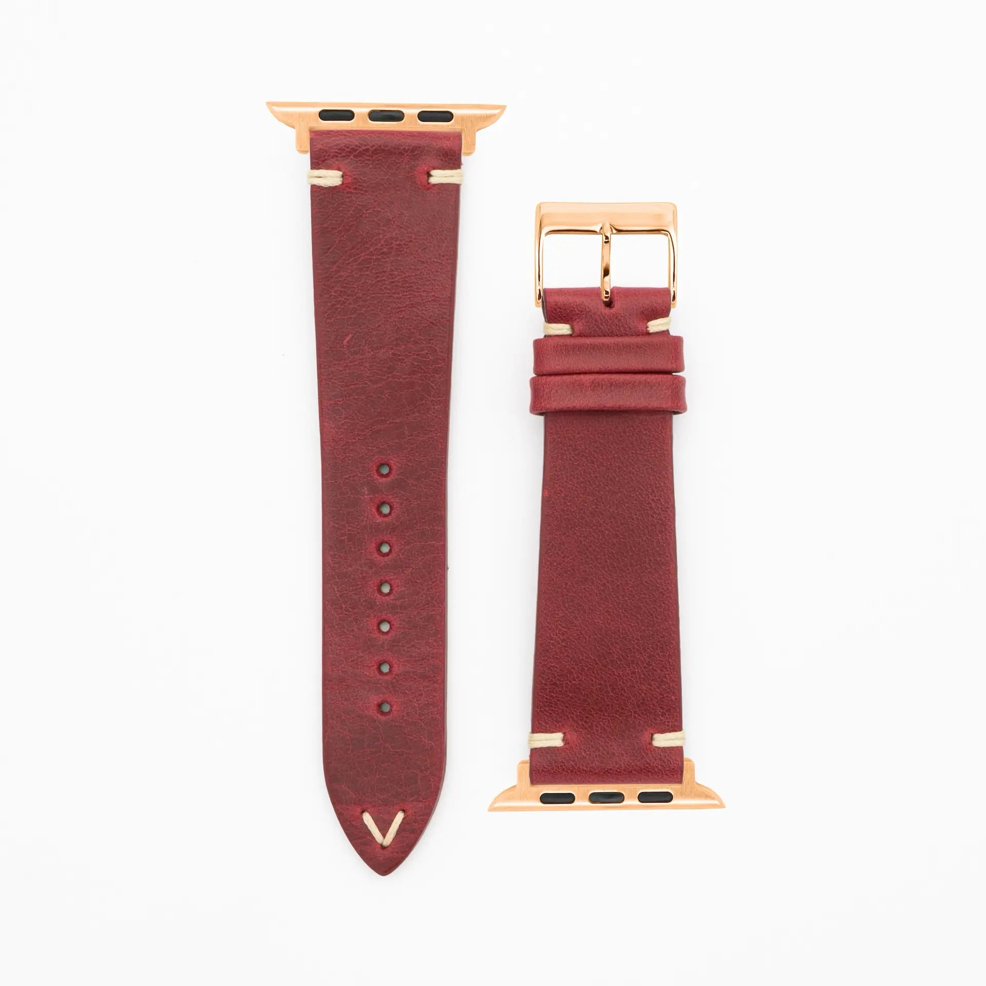 Node · Vintage · Rot-Lederarmband-Apple Watch-38/40/41mm-Edelstahl rosé-Edelband