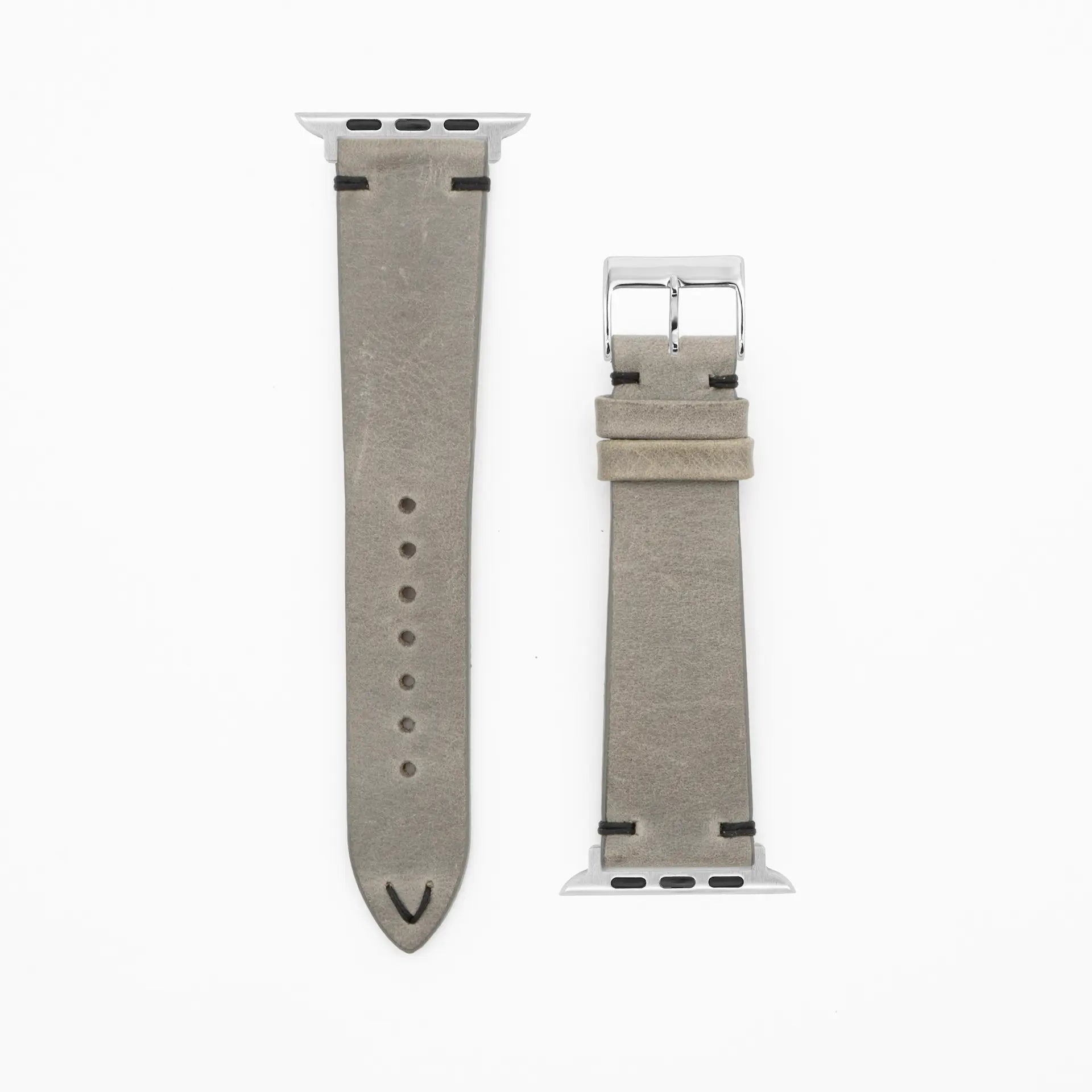 Node · Vintage · Grau-Lederarmband-Apple Watch-38/40/41mm-Edelstahl silber-Edelband