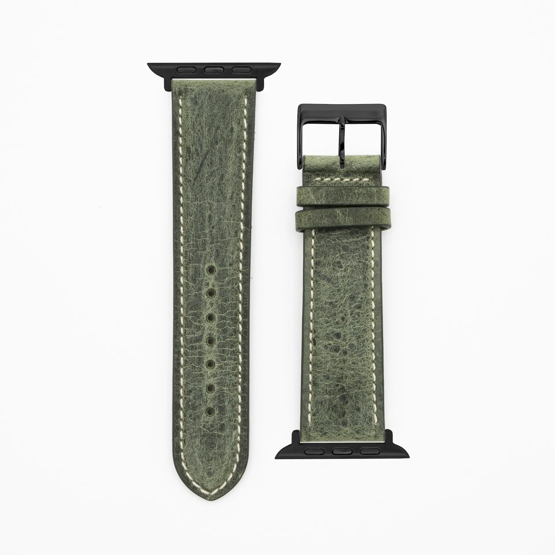 Antilope Chrono · Vintage · Grün-Lederarmband-Apple Watch-38/40/41mm-Edelstahl schwarz-Edelband