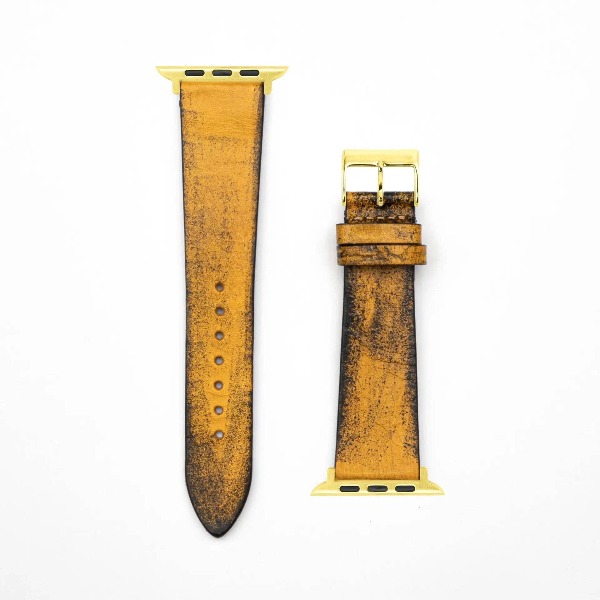 Patina · Vintage · Senf-Apple Watch-40/41/42mm-Edelband-Lederarmband-Apple Watch