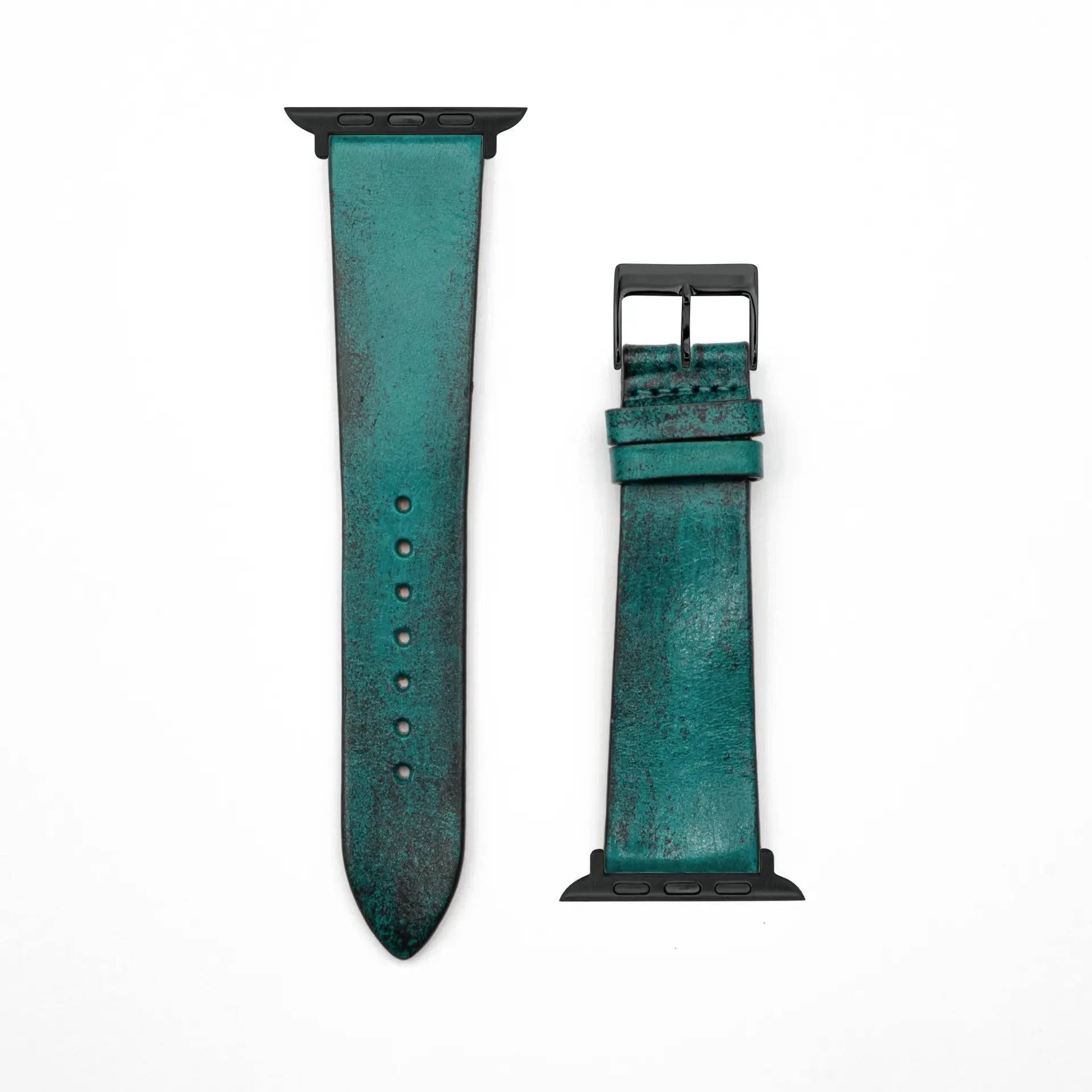 Patina · Vintage · Petrol-Apple Watch-40/41/42mm-Edelband-Lederarmband-Apple Watch