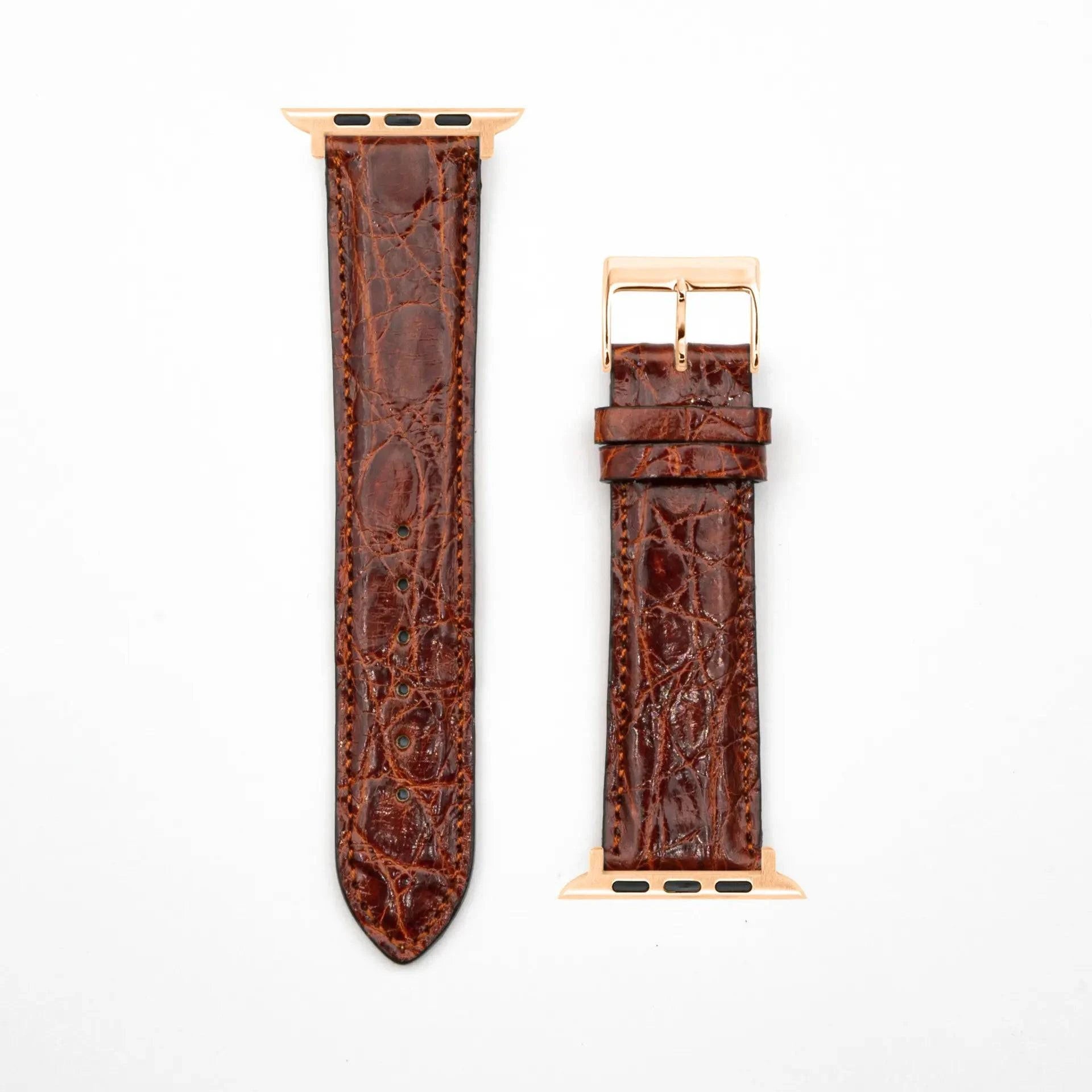 Echt Krokodil · Classic · Braun-Apple Watch-40/41/42mm-Edelband-Lederarmband-Apple Watch