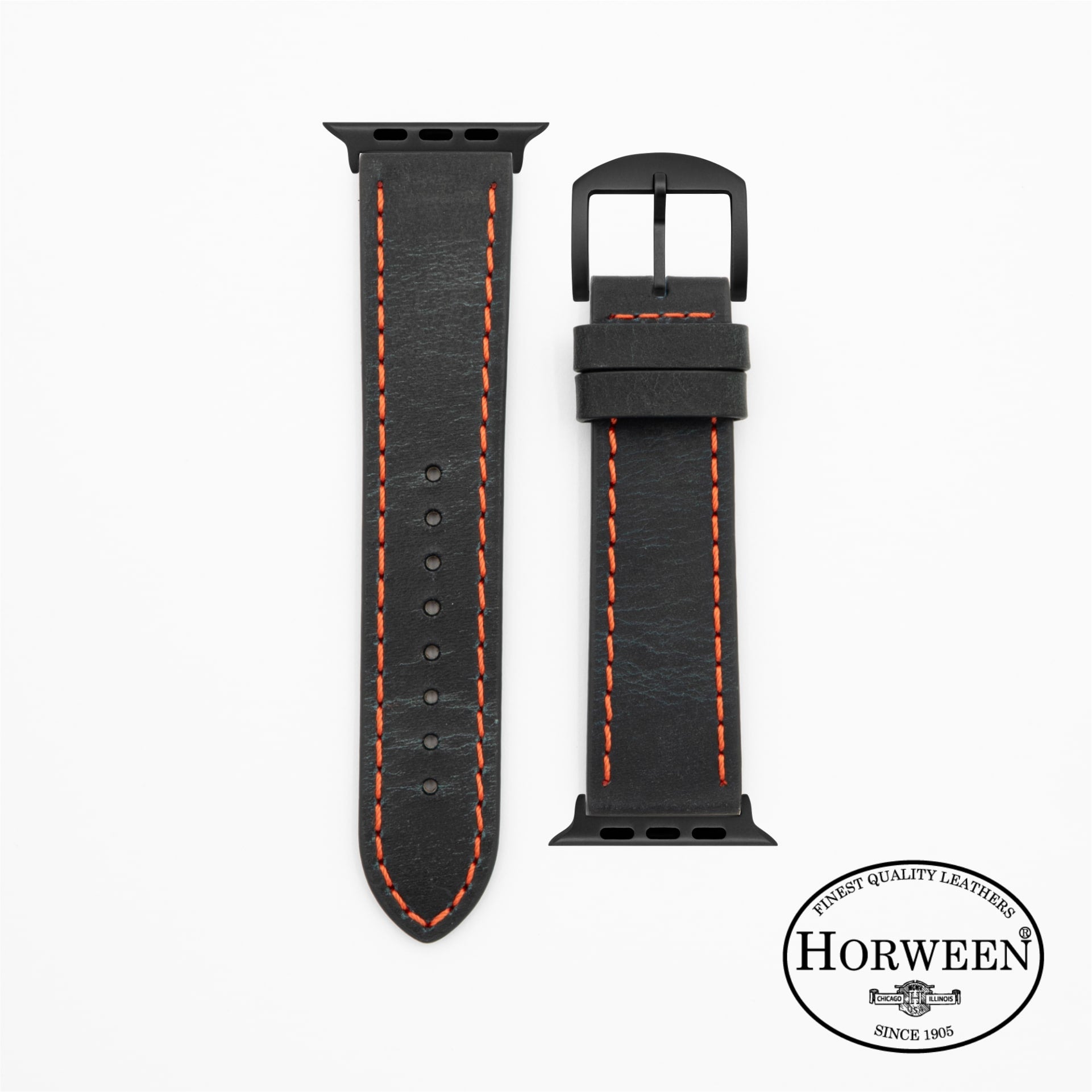 Horween ® · Vintage· Dunkelblau/Orange
