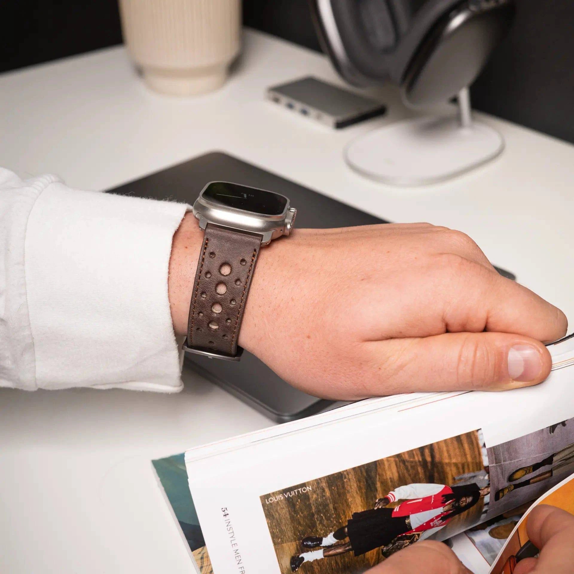 Monaco - Vintage - Dark brown leather strap-Apple Watch
